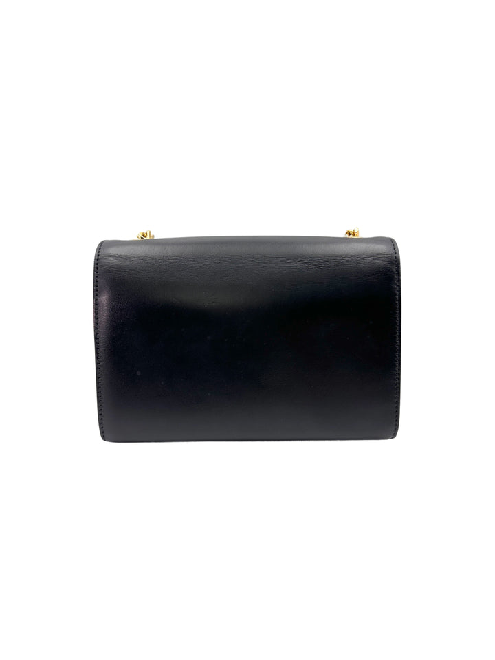Saint Laurent Kate Black Leather Flap Bag With Gold Hardware SL195
