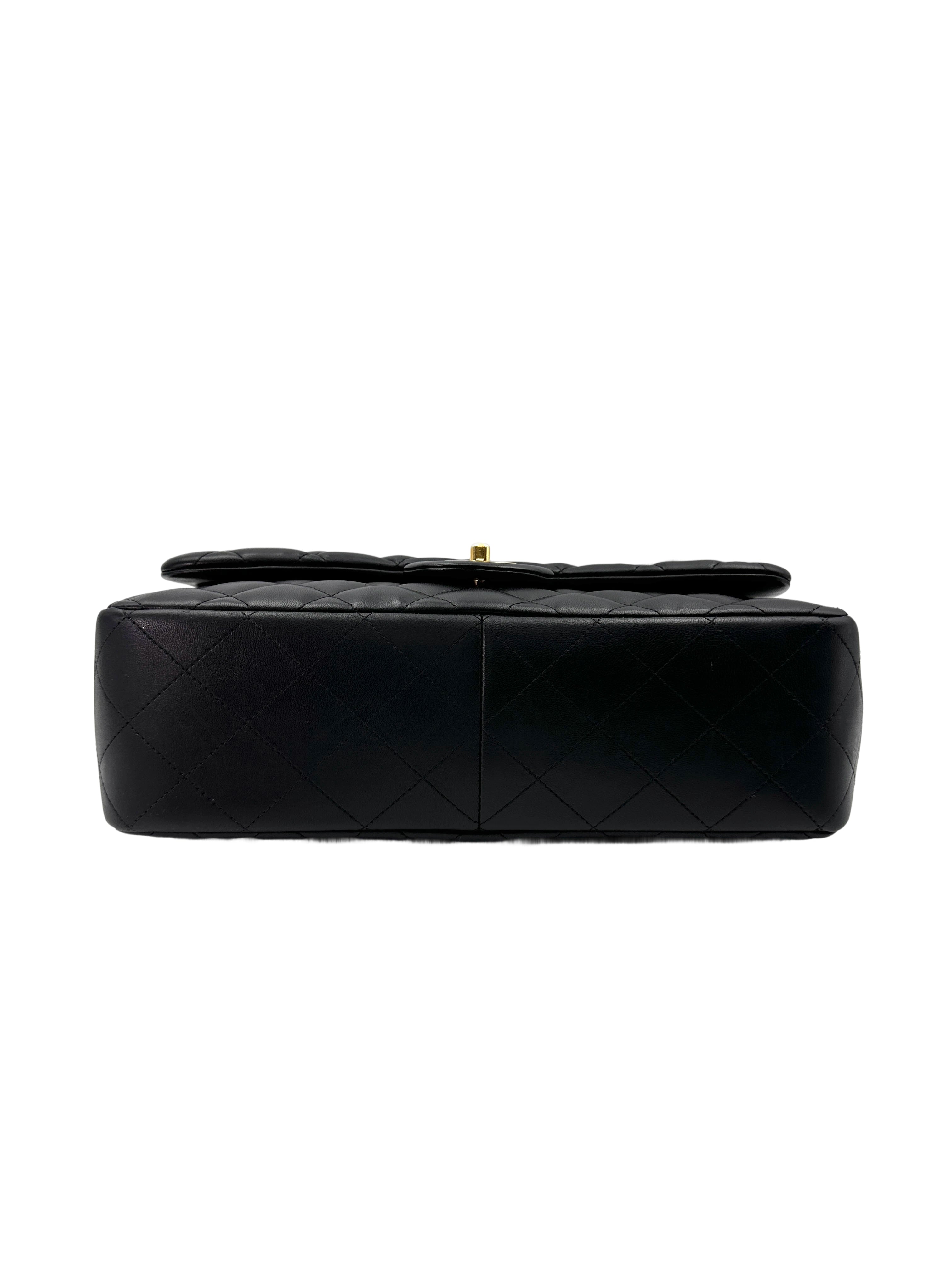 Chanel Classic Flap Black Quilted Patent Lambskin Large Size Flap Bag With Gold Buckle(16***34) CC1847