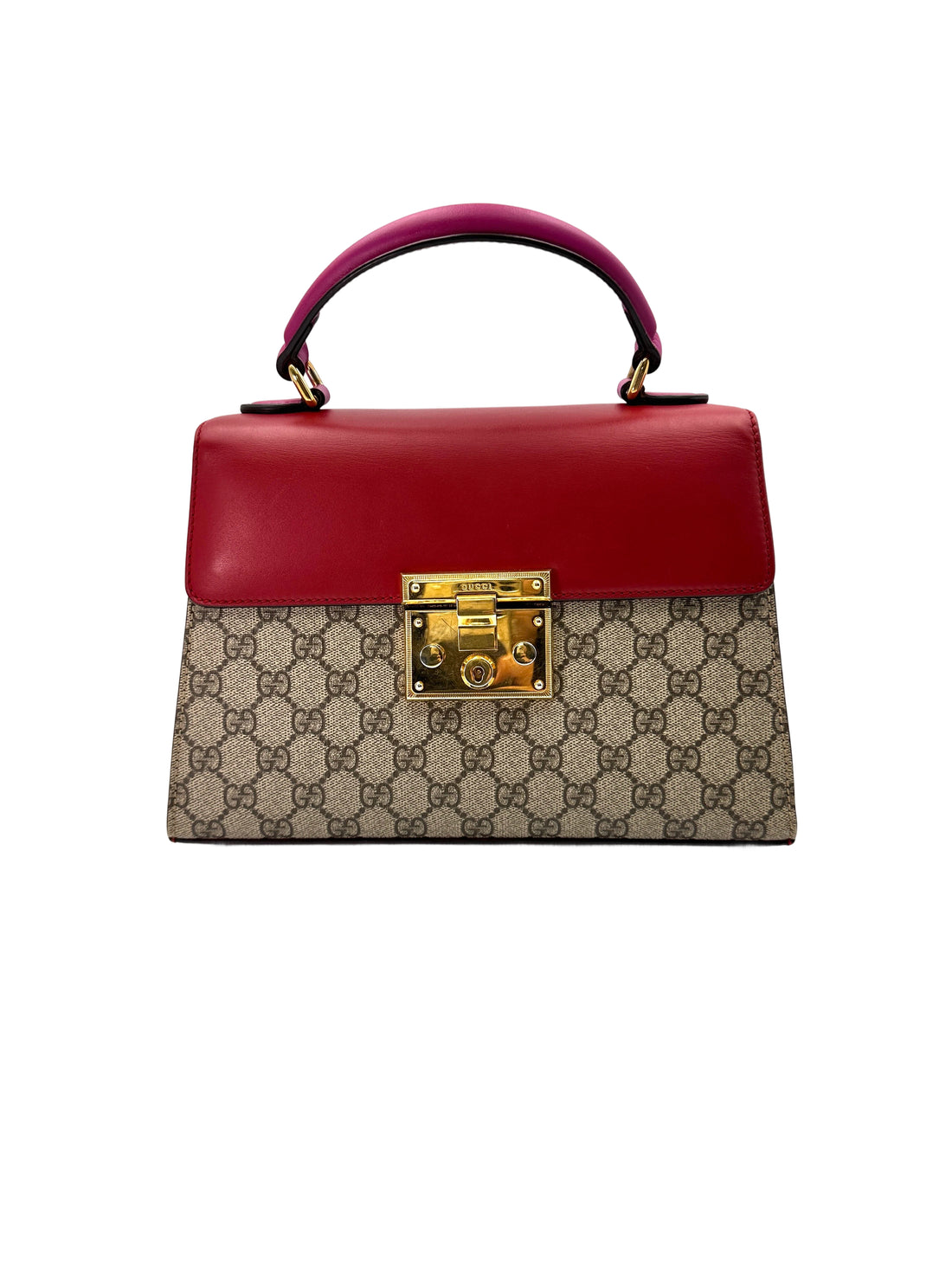 Gucci Padlock GG Canvas & Red Leather Handle Bag GG888
