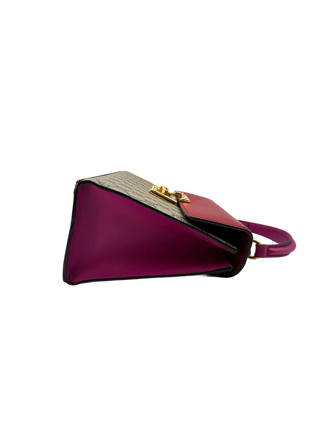 Gucci Padlock GG Canvas & Red Leather Handle Bag GG888