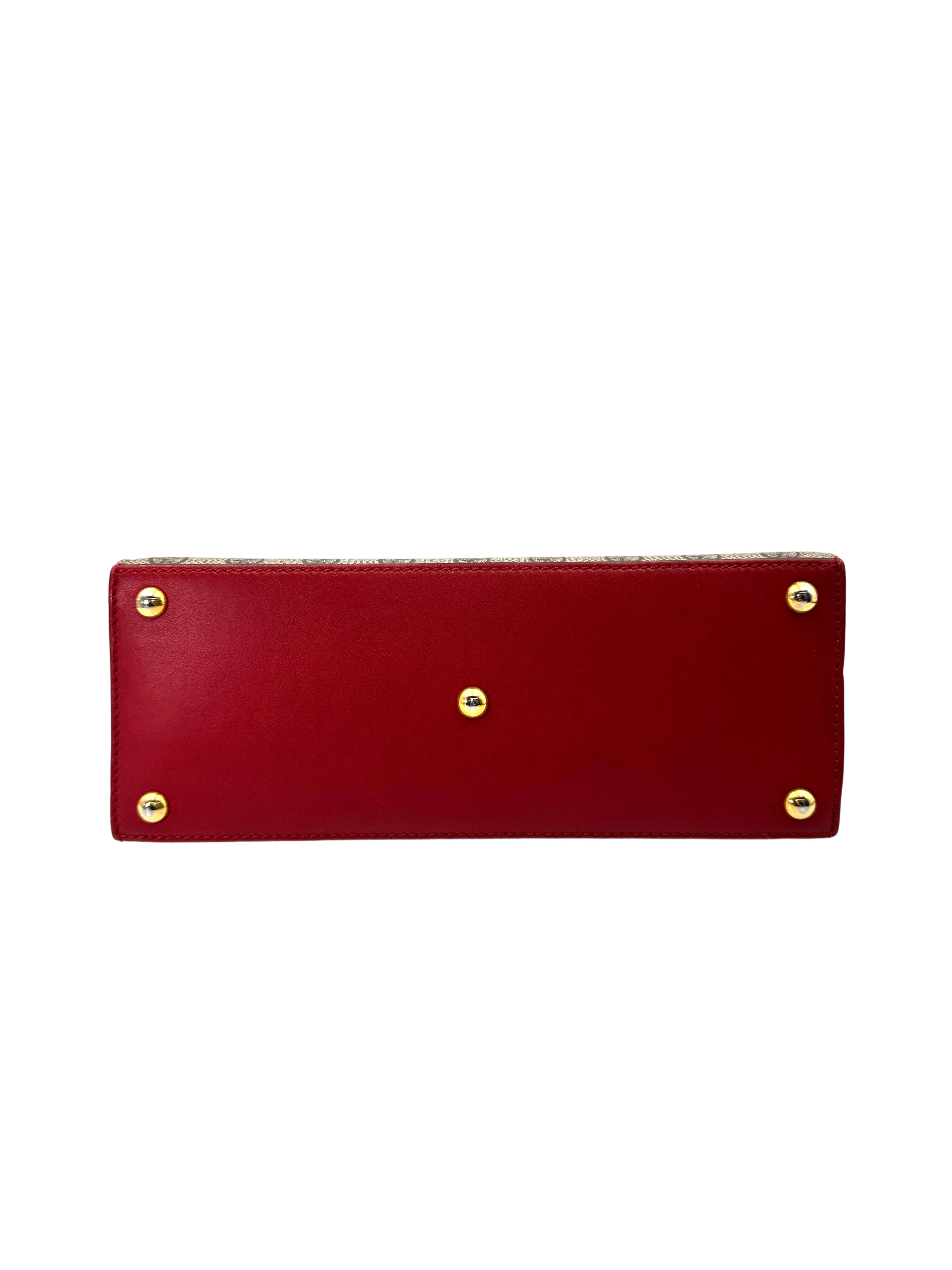 Gucci Padlock GG Canvas & Red Leather Handle Bag GG888