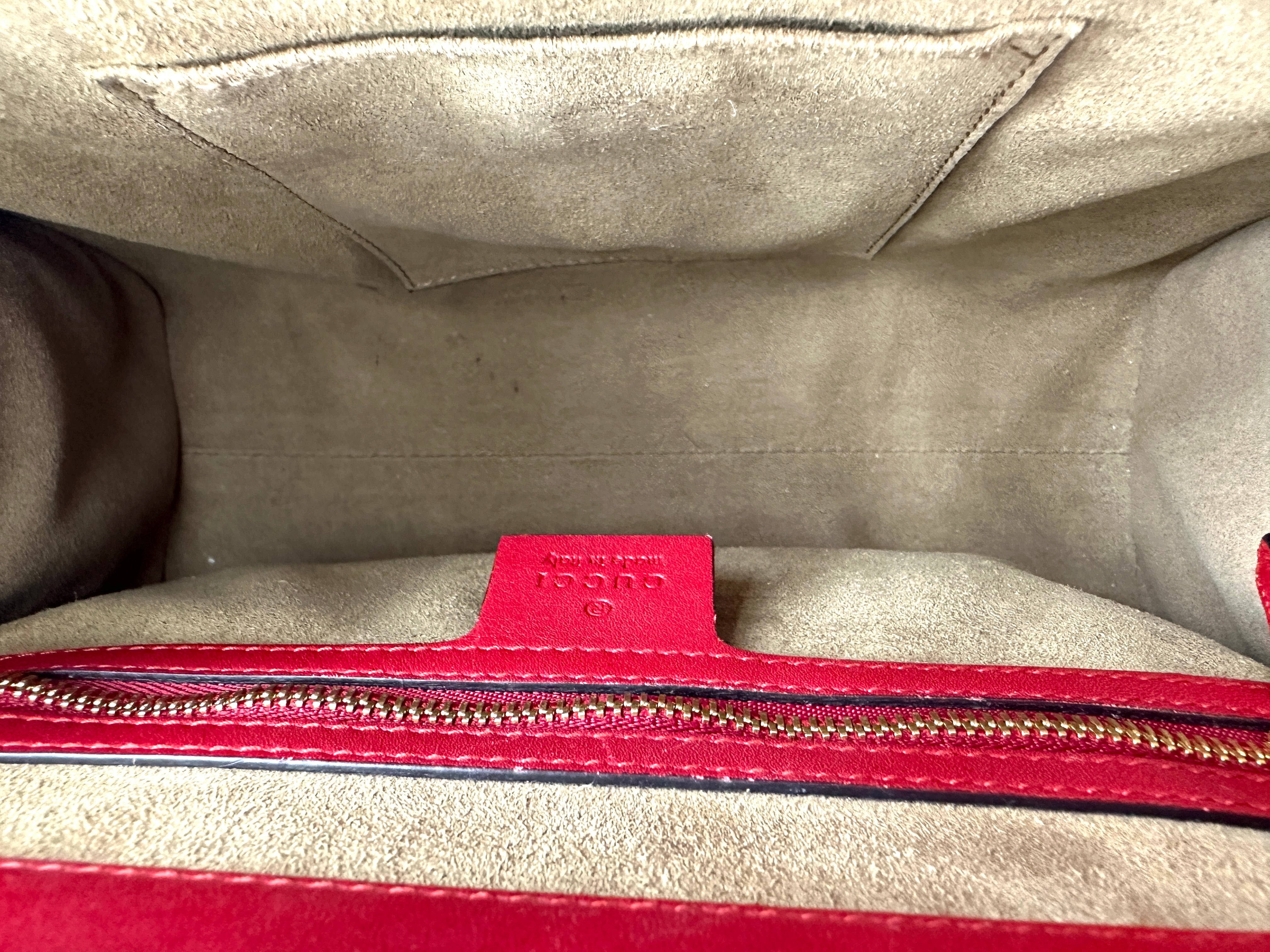 Gucci Padlock GG Canvas & Red Leather Handle Bag GG888