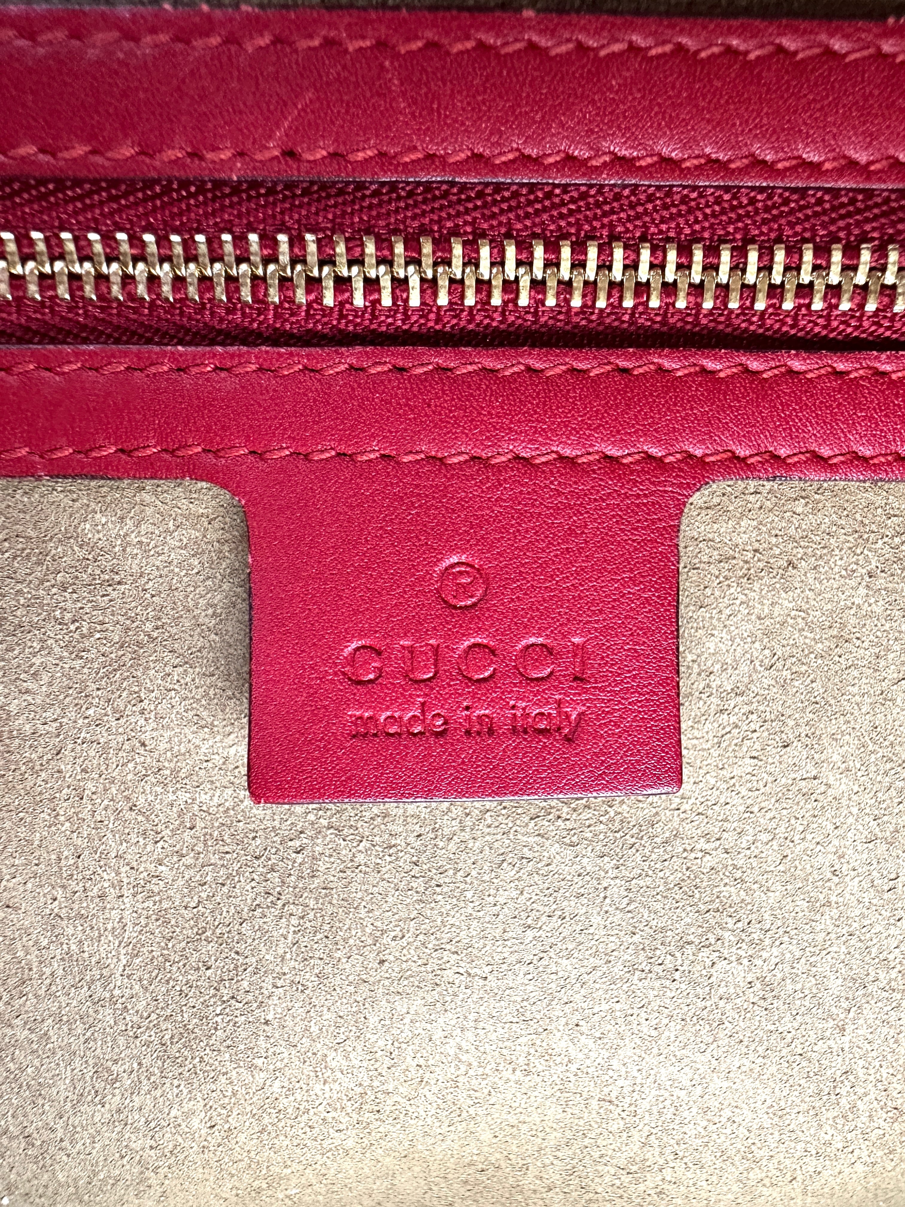 Gucci Padlock GG Canvas & Red Leather Handle Bag GG888