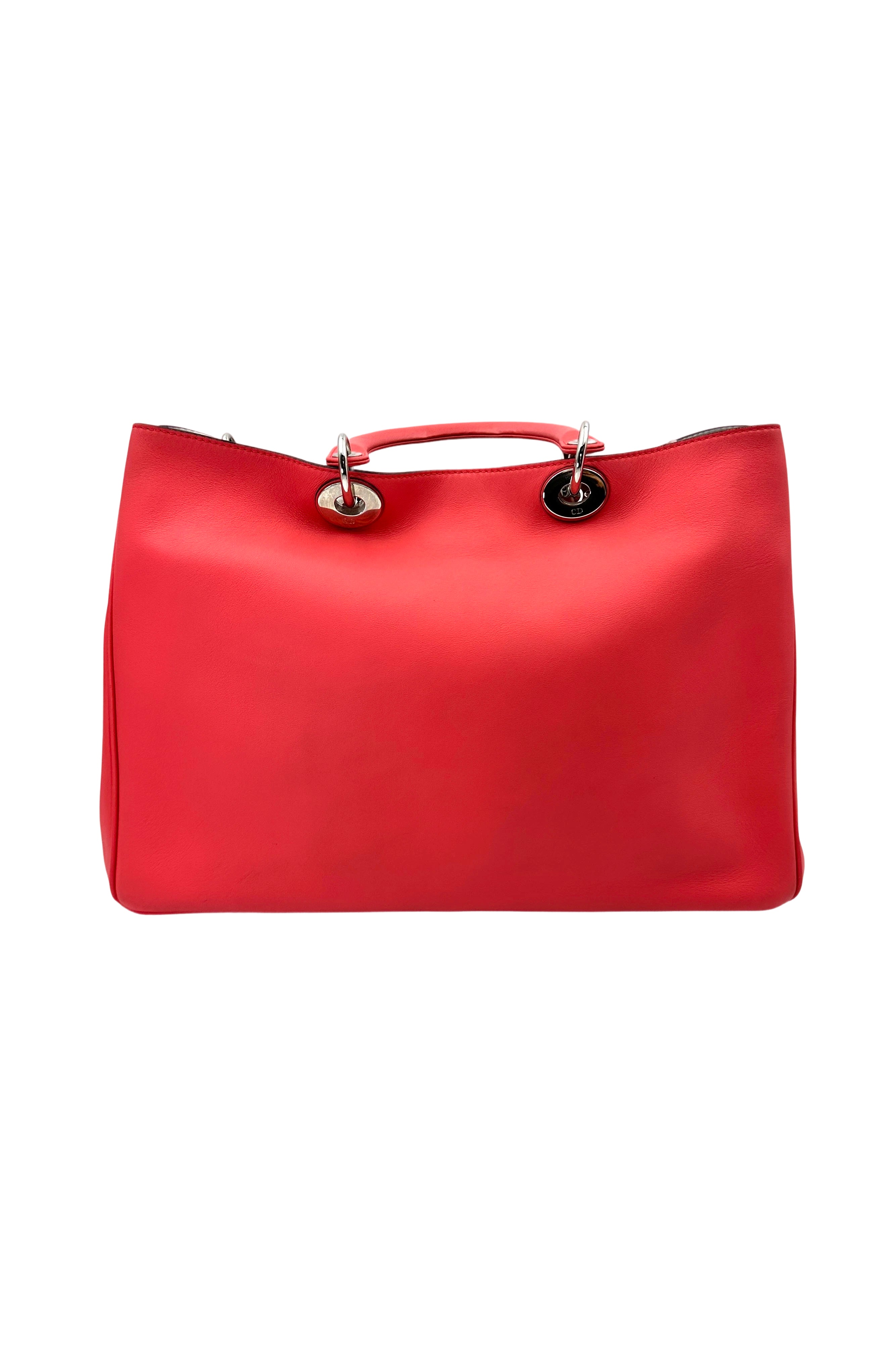 Christian Dior Diorissimo Red Leather Top Handle Bag With Pouch DR701
