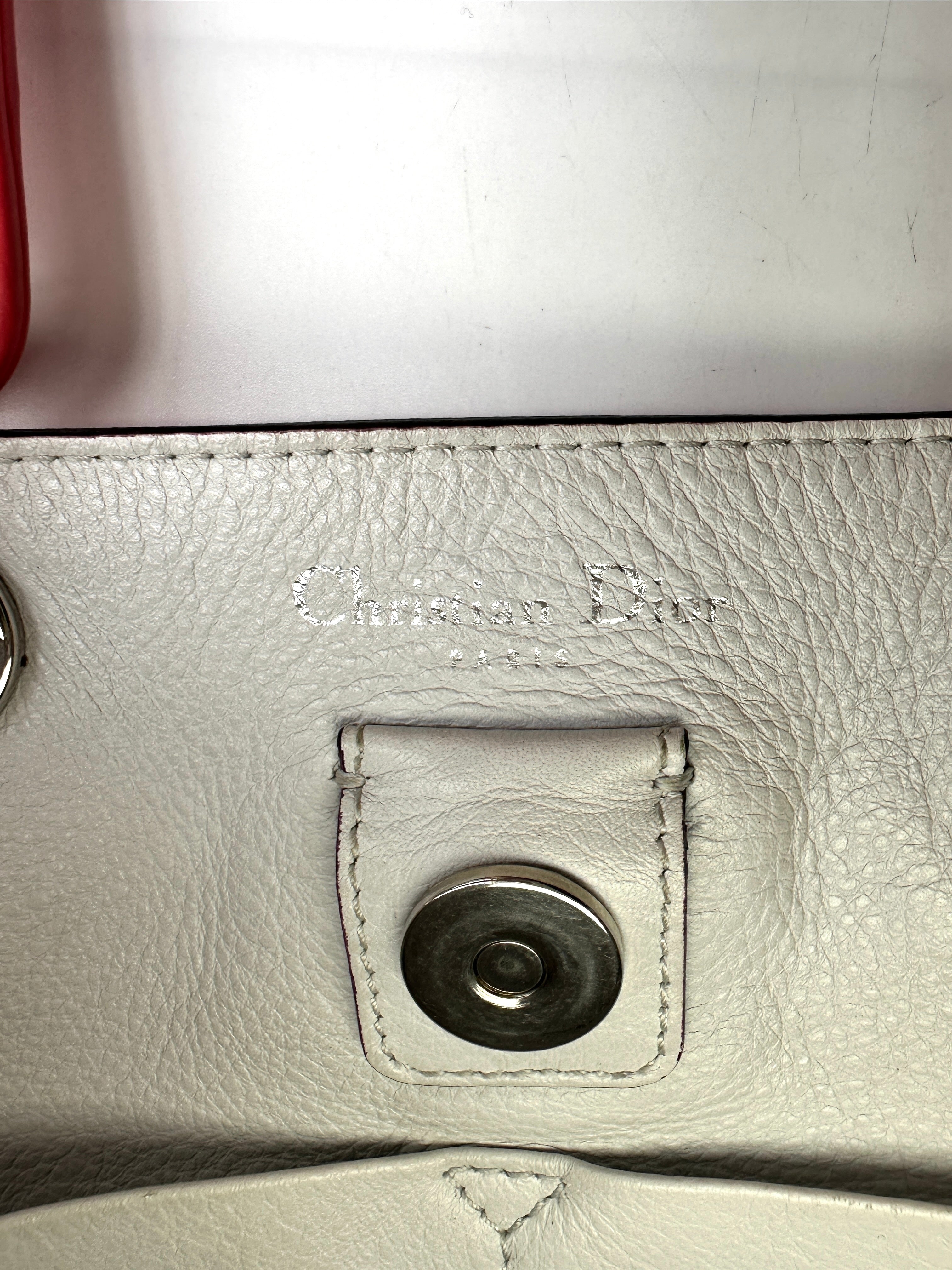 Christian Dior Diorissimo Red Leather Top Handle Bag With Pouch DR701