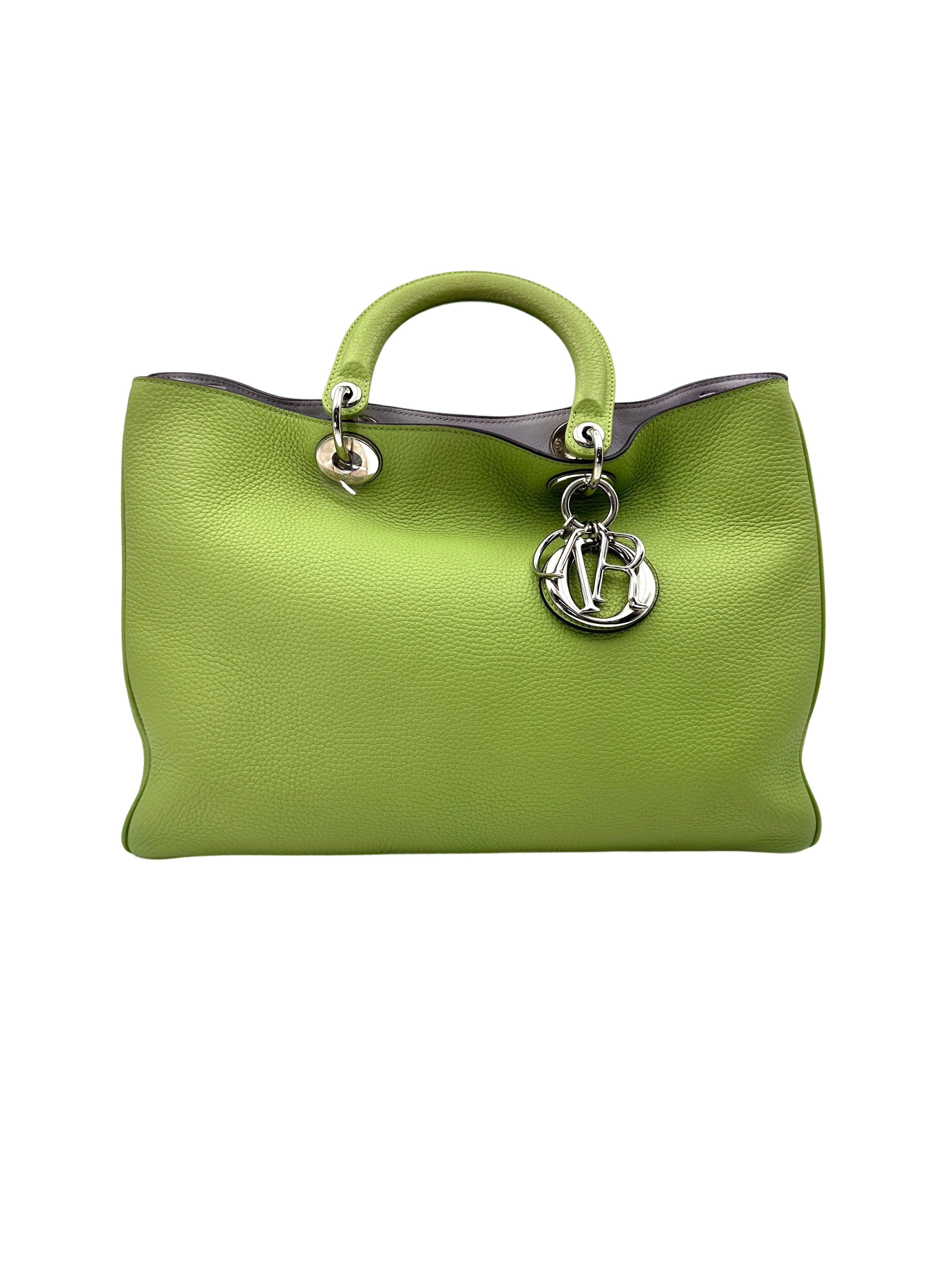 Christian Dior Diorissimo Green Leather Top Handle Bag With Pouch DR707