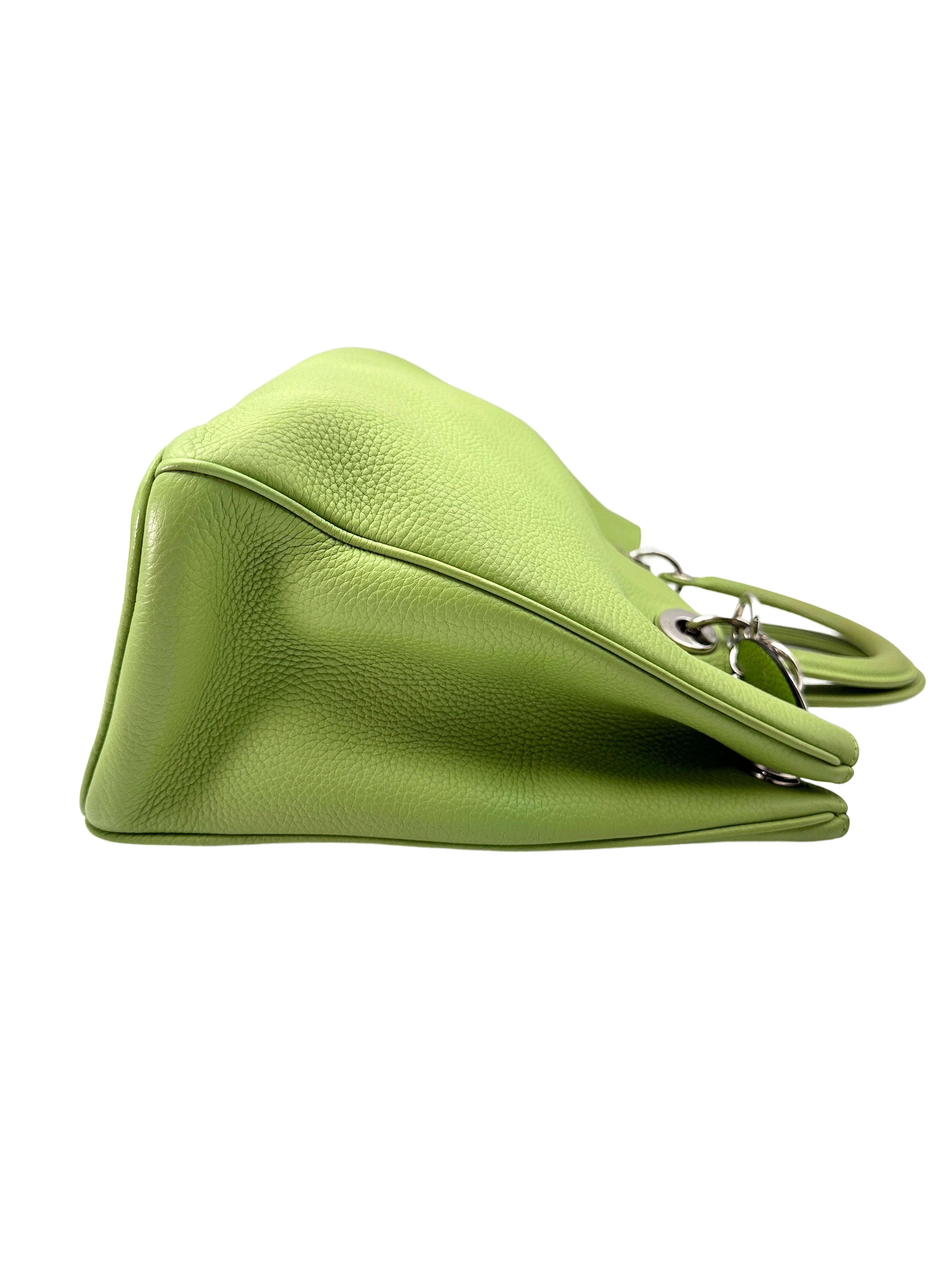 Christian Dior Diorissimo Green Leather Top Handle Bag With Pouch DR707