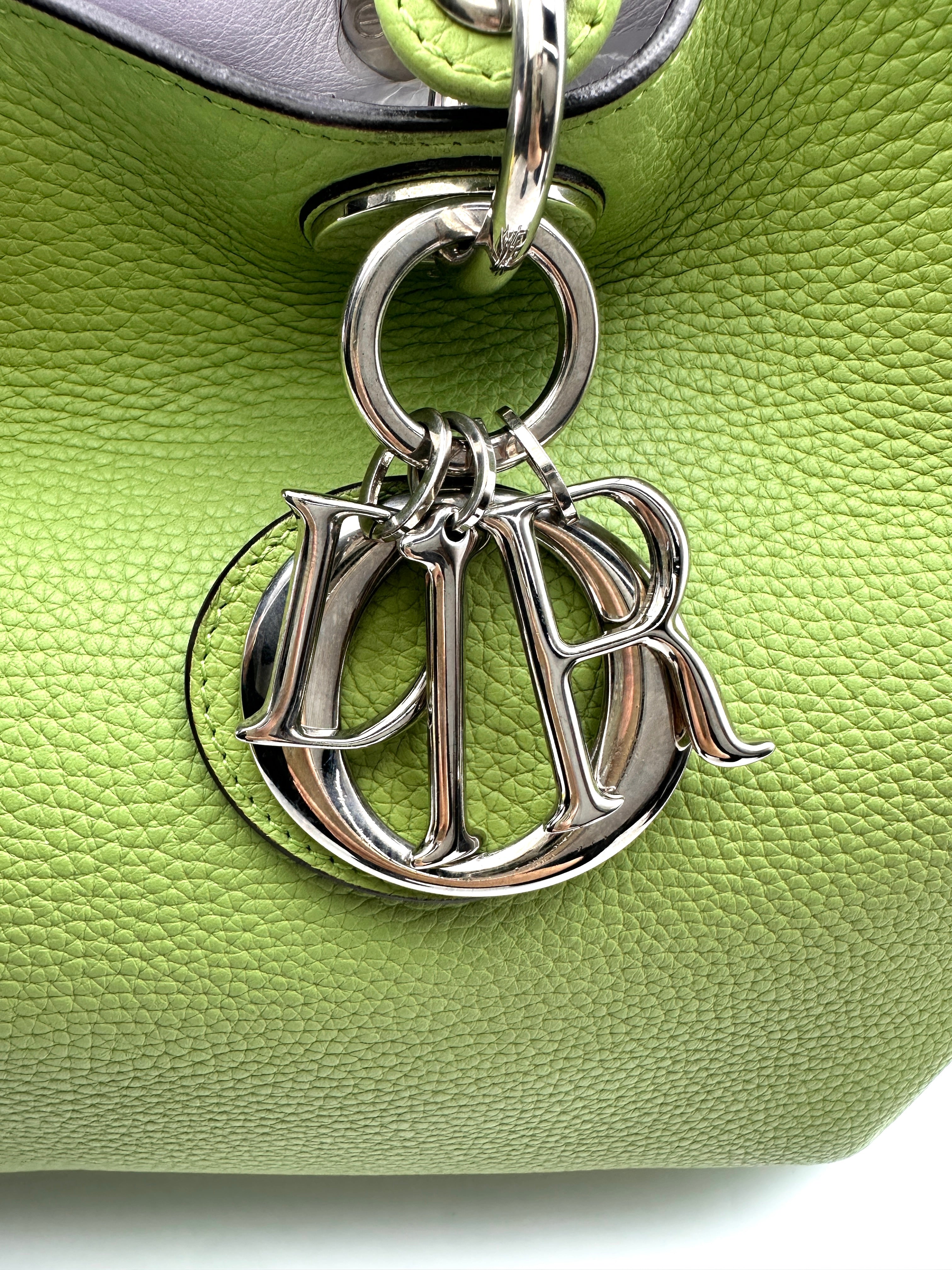 Christian Dior Diorissimo Green Leather Top Handle Bag With Pouch DR707