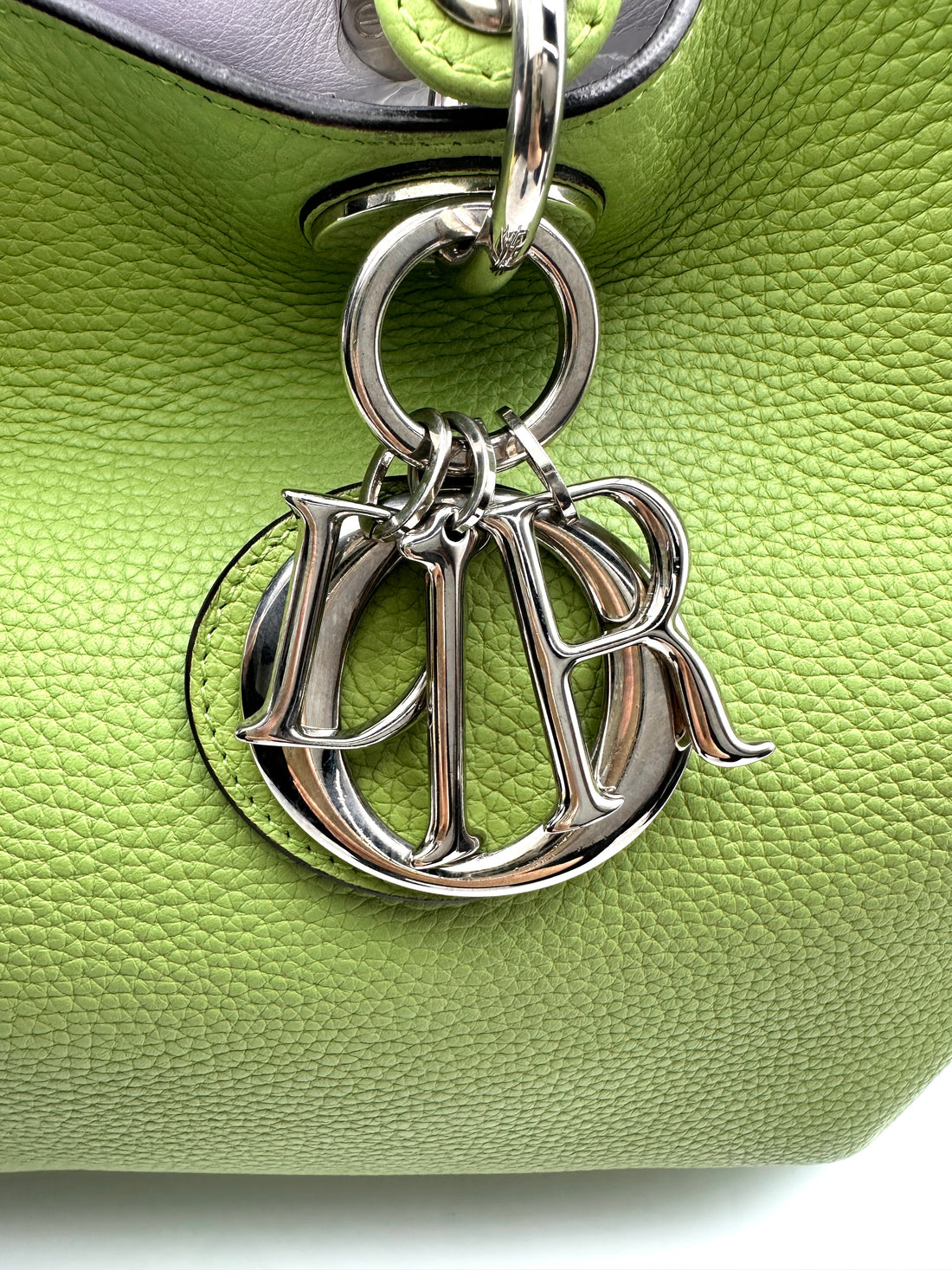 Christian Dior Diorissimo Green Leather Top Handle Bag With Pouch DR707
