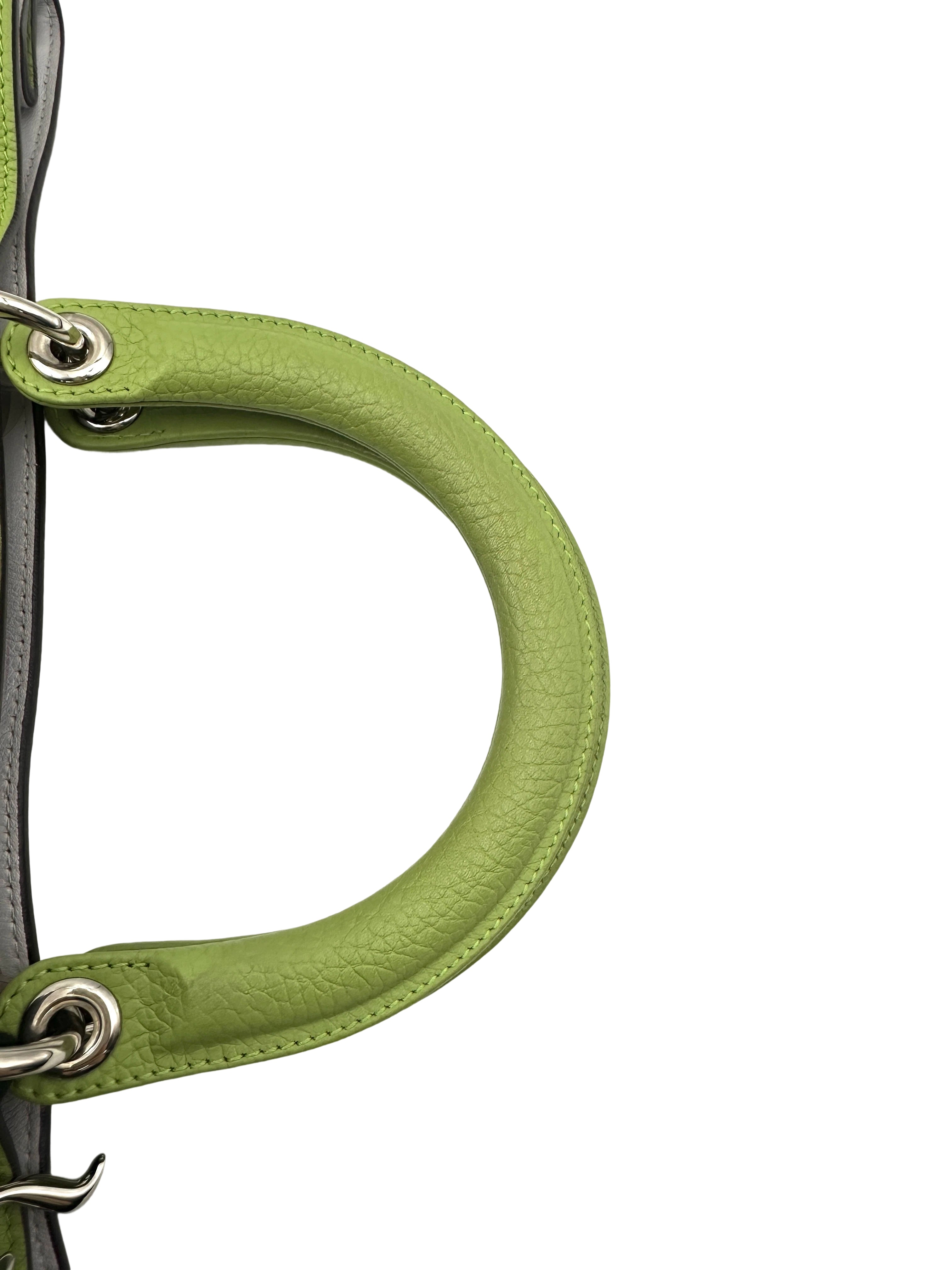 Christian Dior Diorissimo Green Leather Top Handle Bag With Pouch DR707