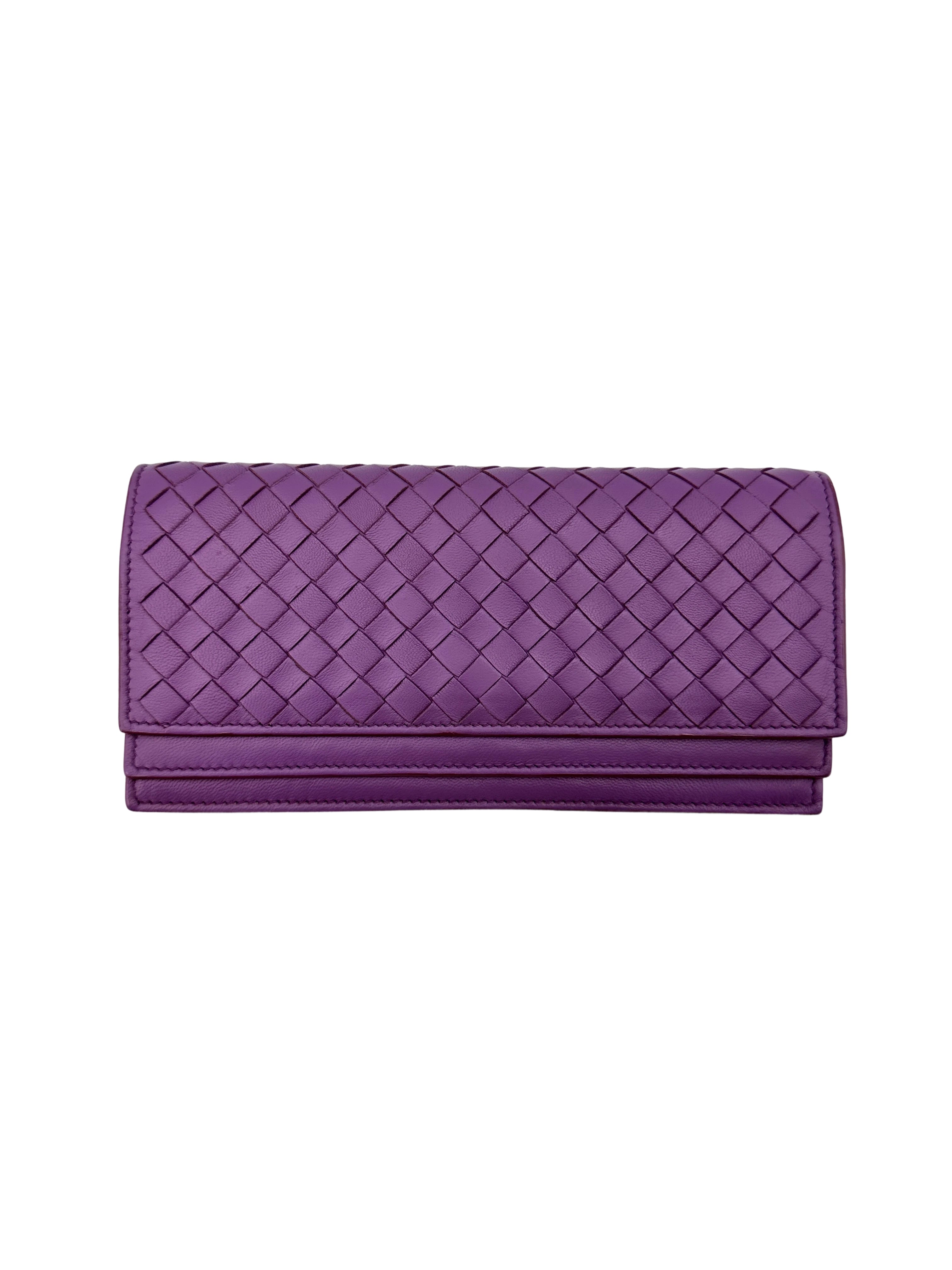 Bottega Veneta Purple Intrecciato Long Wallet BV126