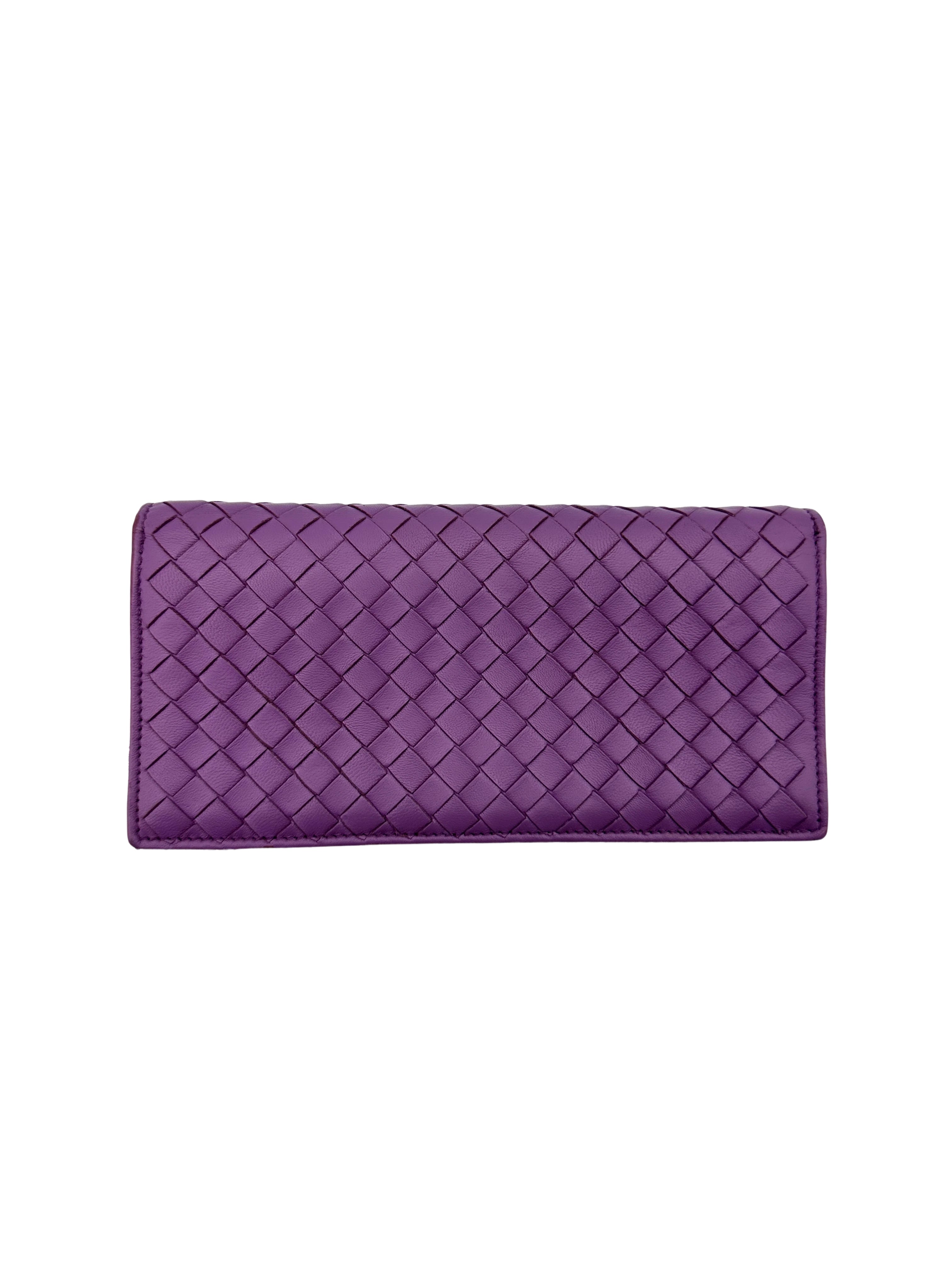 Bottega Veneta Purple Intrecciato Long Wallet BV126