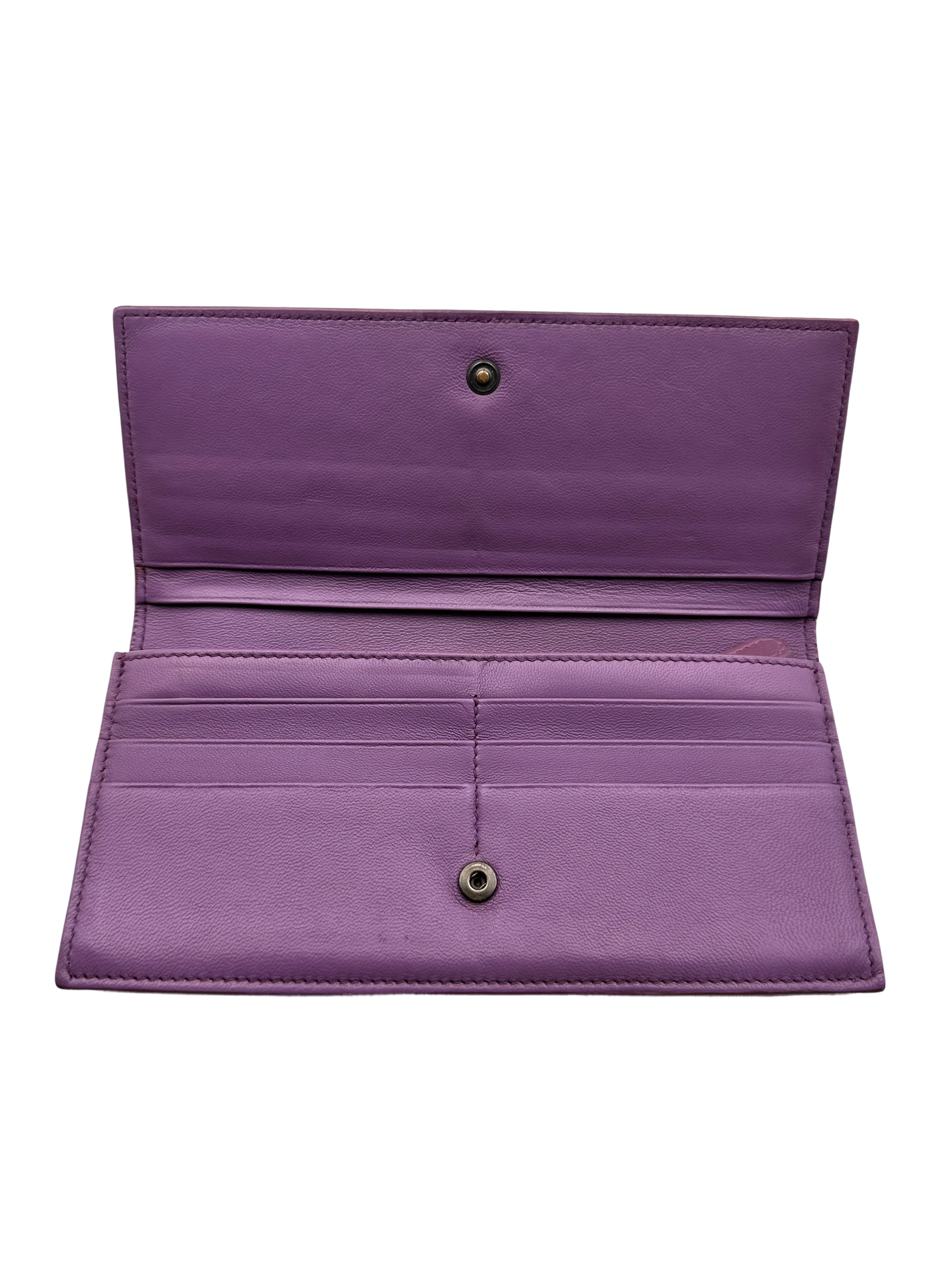 Bottega Veneta Purple Intrecciato Long Wallet BV126