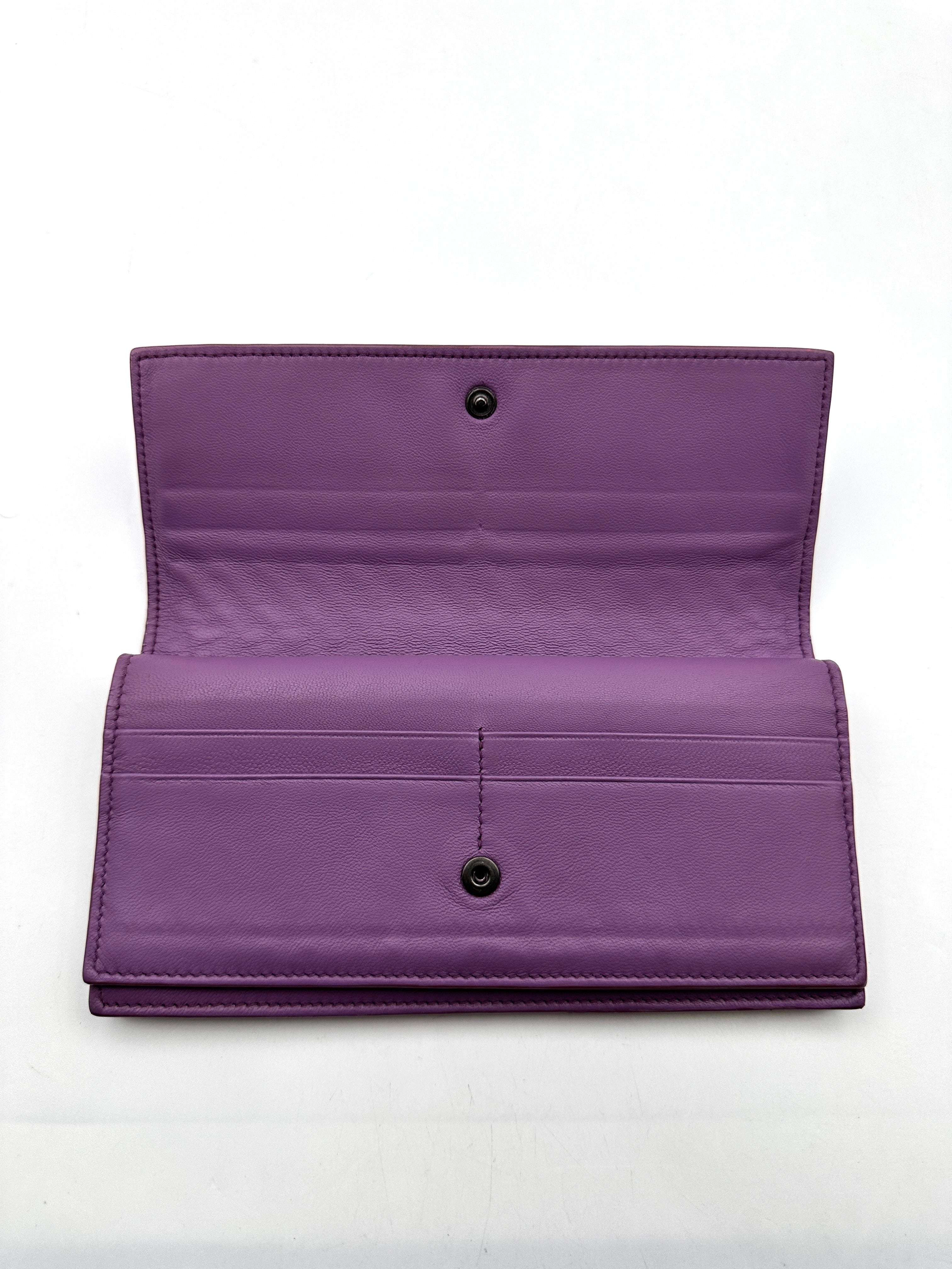 Bottega Veneta Purple Intrecciato Long Wallet BV126