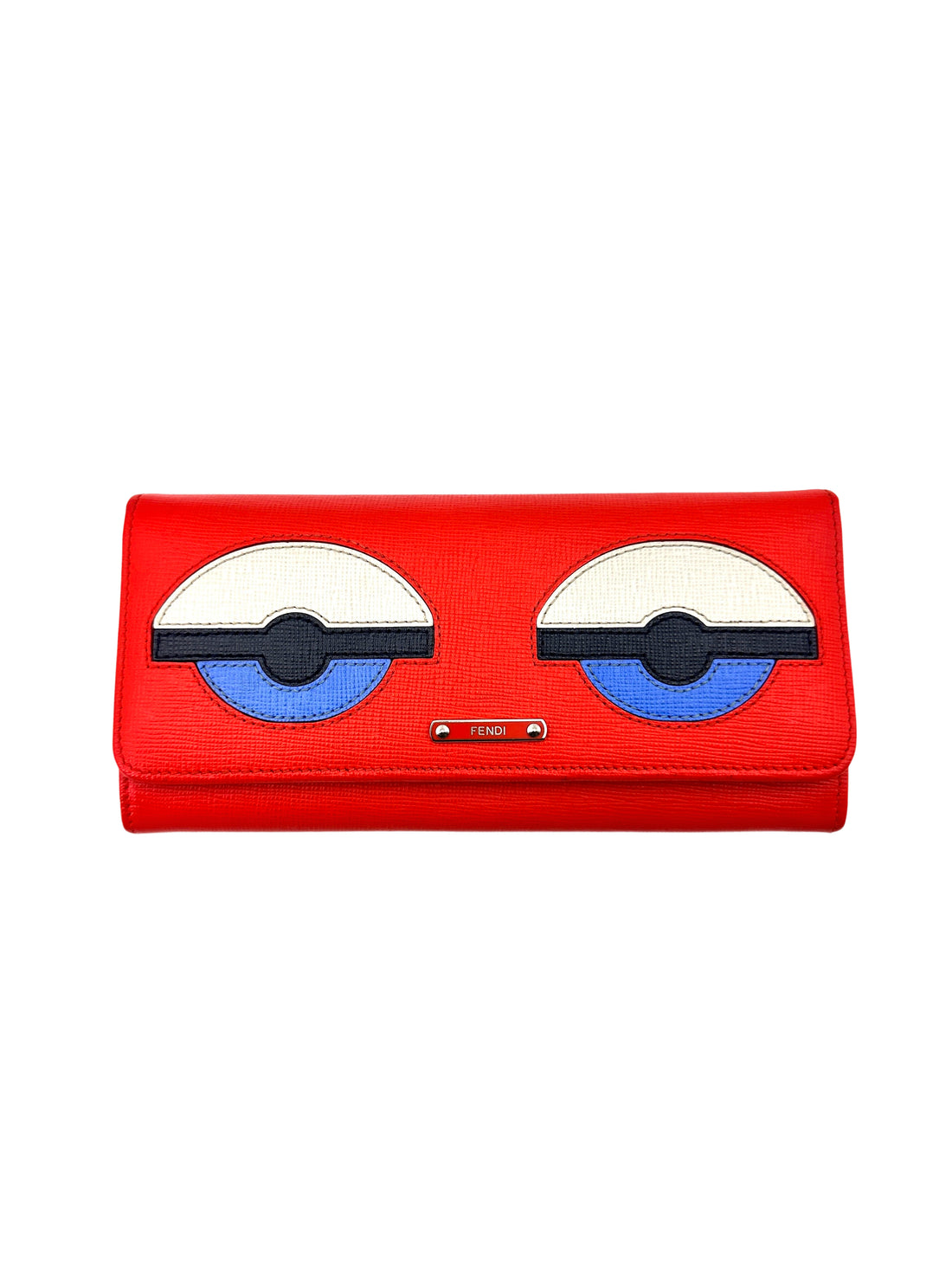 Fendi Monster Eyes Red Leather Long Wallet FF97