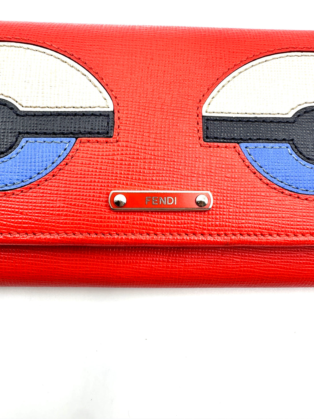 Fendi Monster Eyes Red Leather Long Wallet FF97