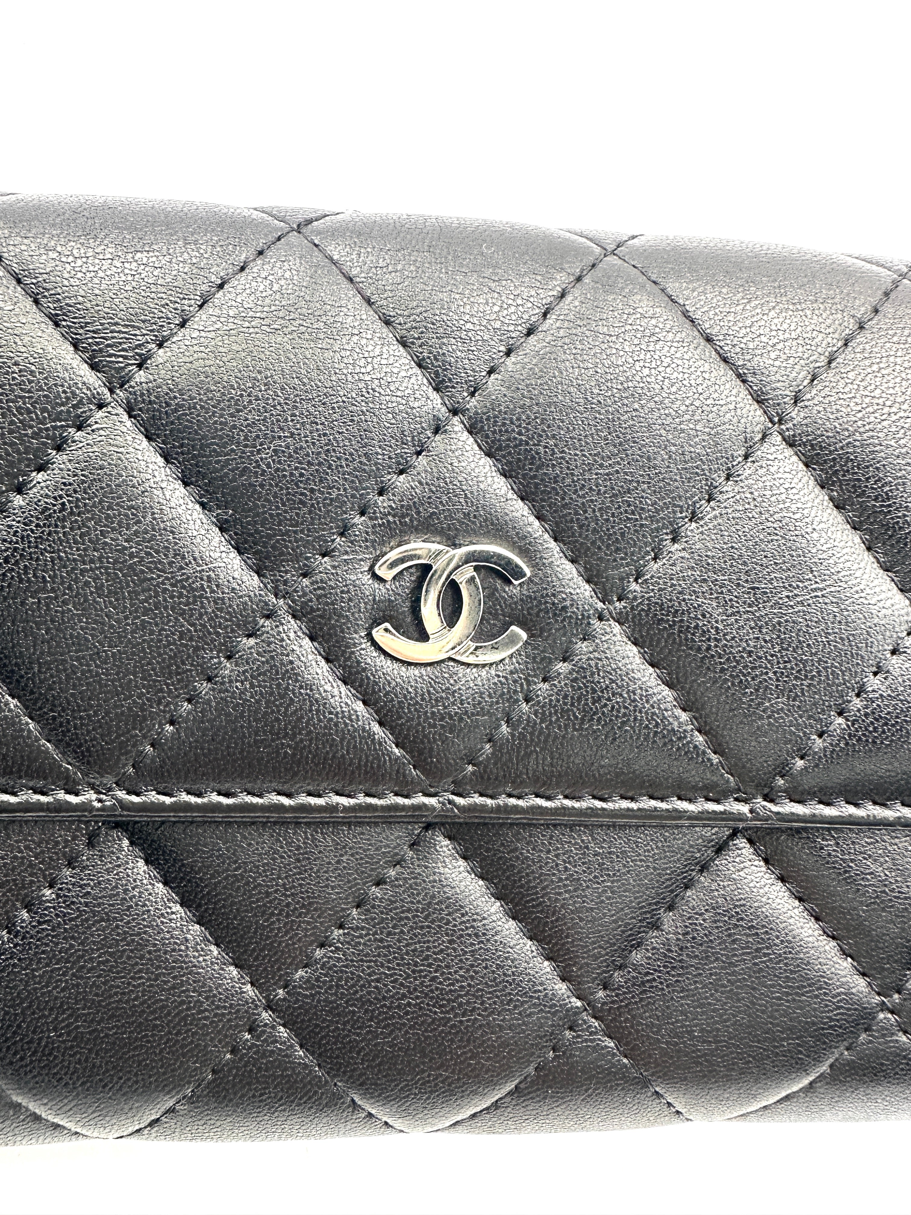 Chanel Black Quilted Leather Long Wallet CC1849