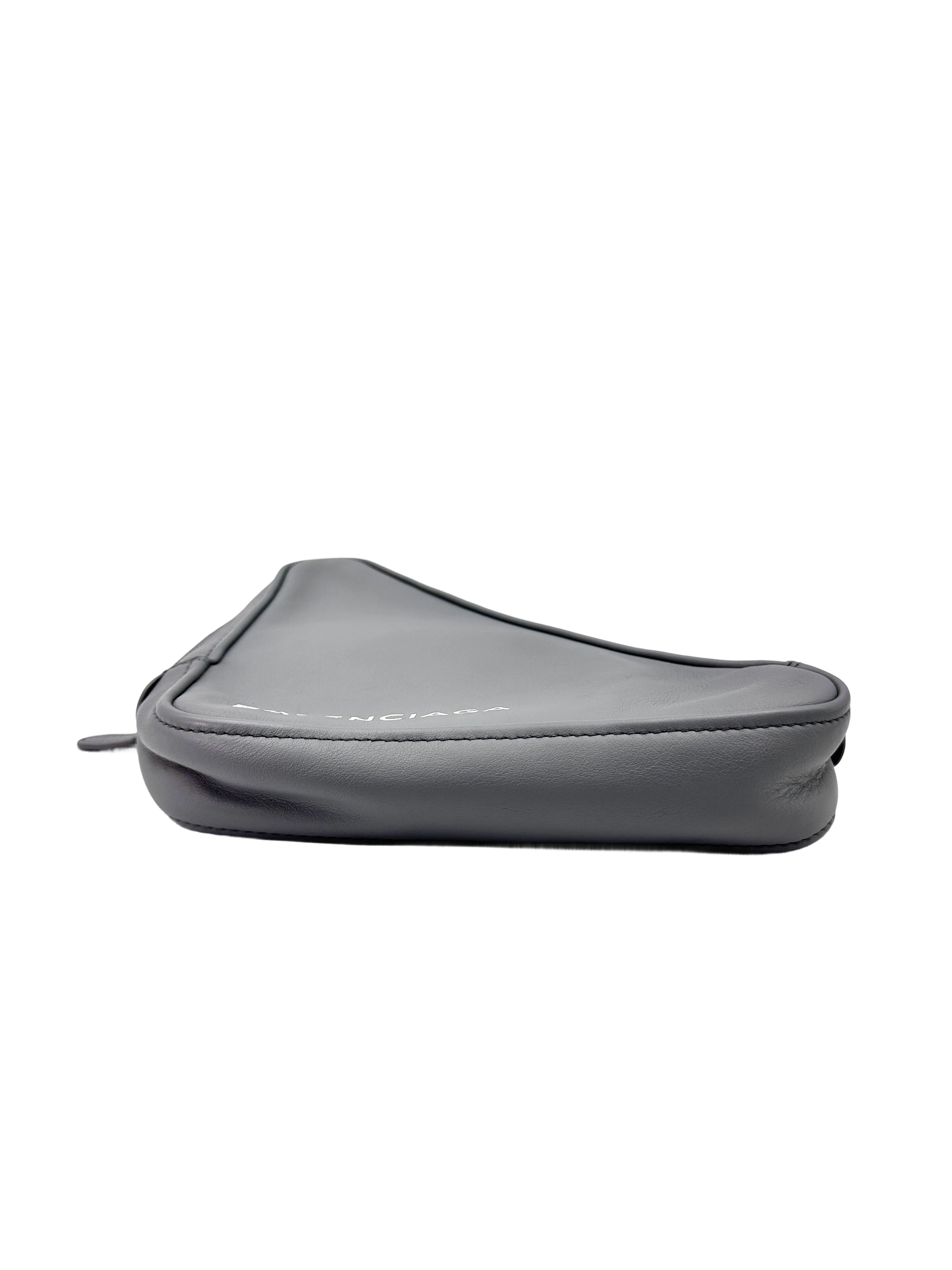 Balenciaga Triangle Grey Leather Pouch BB67