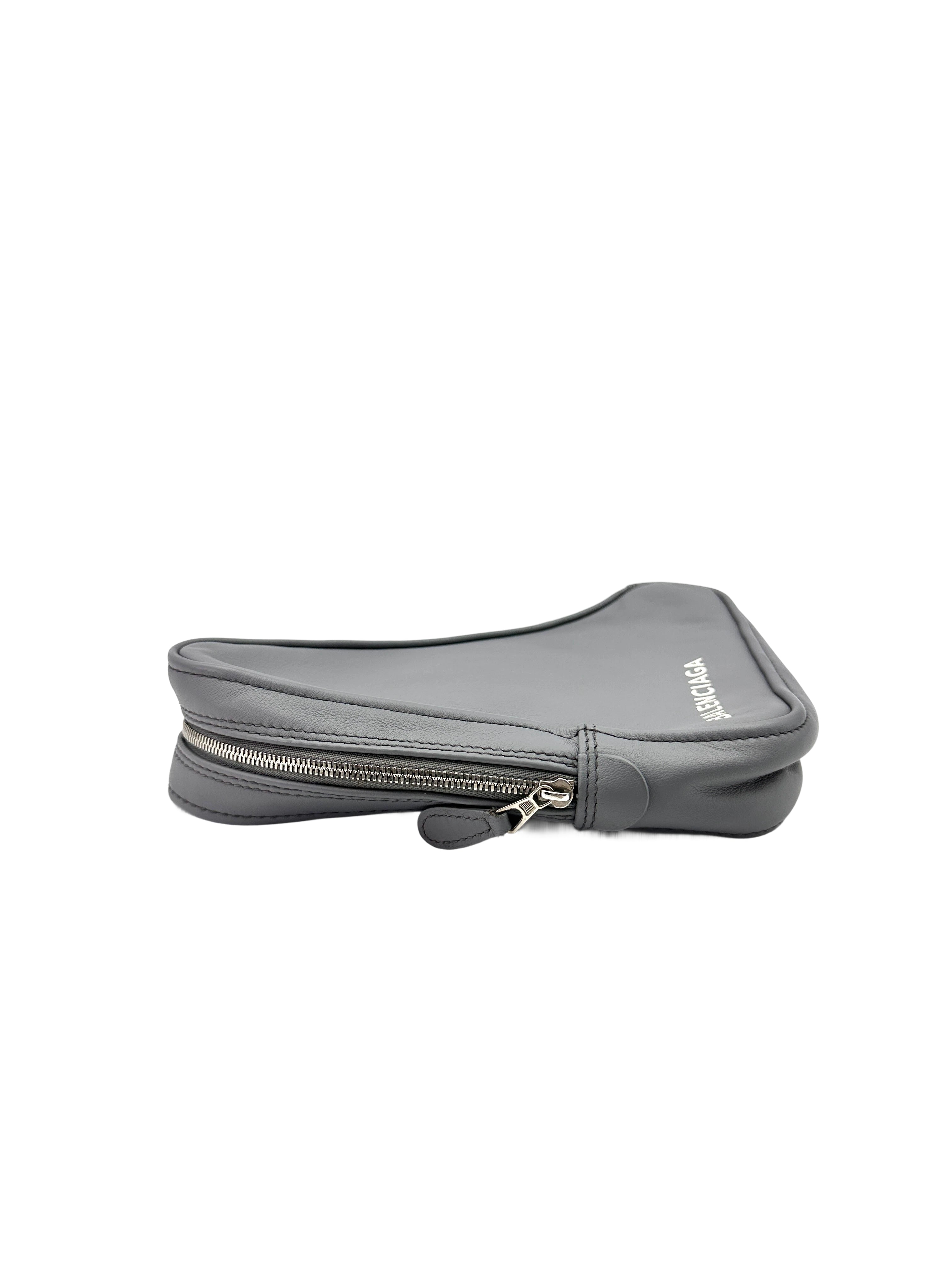 Balenciaga Triangle Grey Leather Pouch BB67