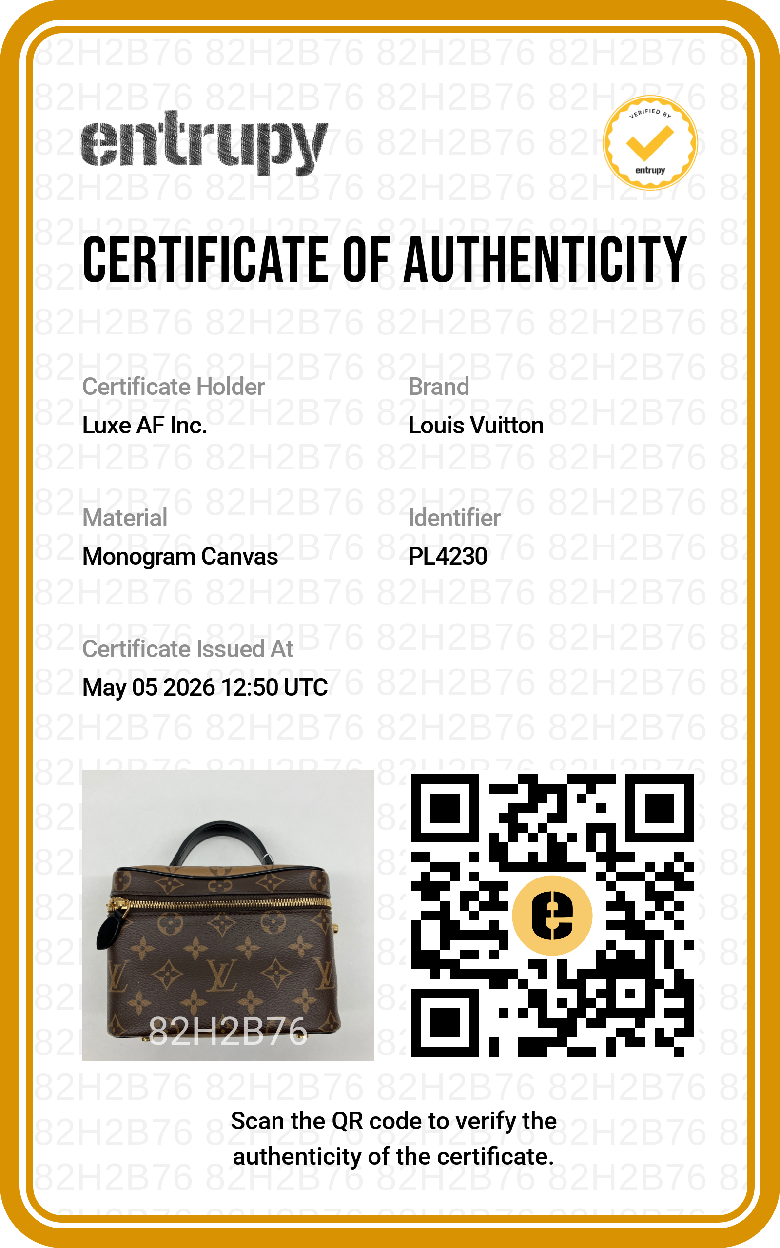 Louis Vuitton Vanity PM Monogram Reverse Canvas Handle Bag LV2540