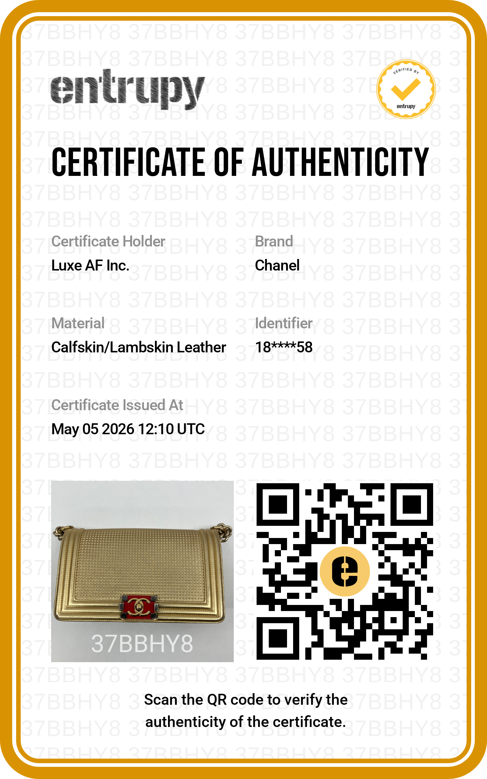 Chanel LeBoy Gold Perforated Embossed Flap Bag(18***58) CC2019