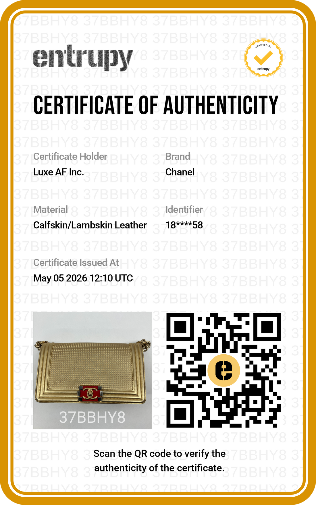Chanel LeBoy Gold Perforated Embossed Flap Bag(18***58) CC2019