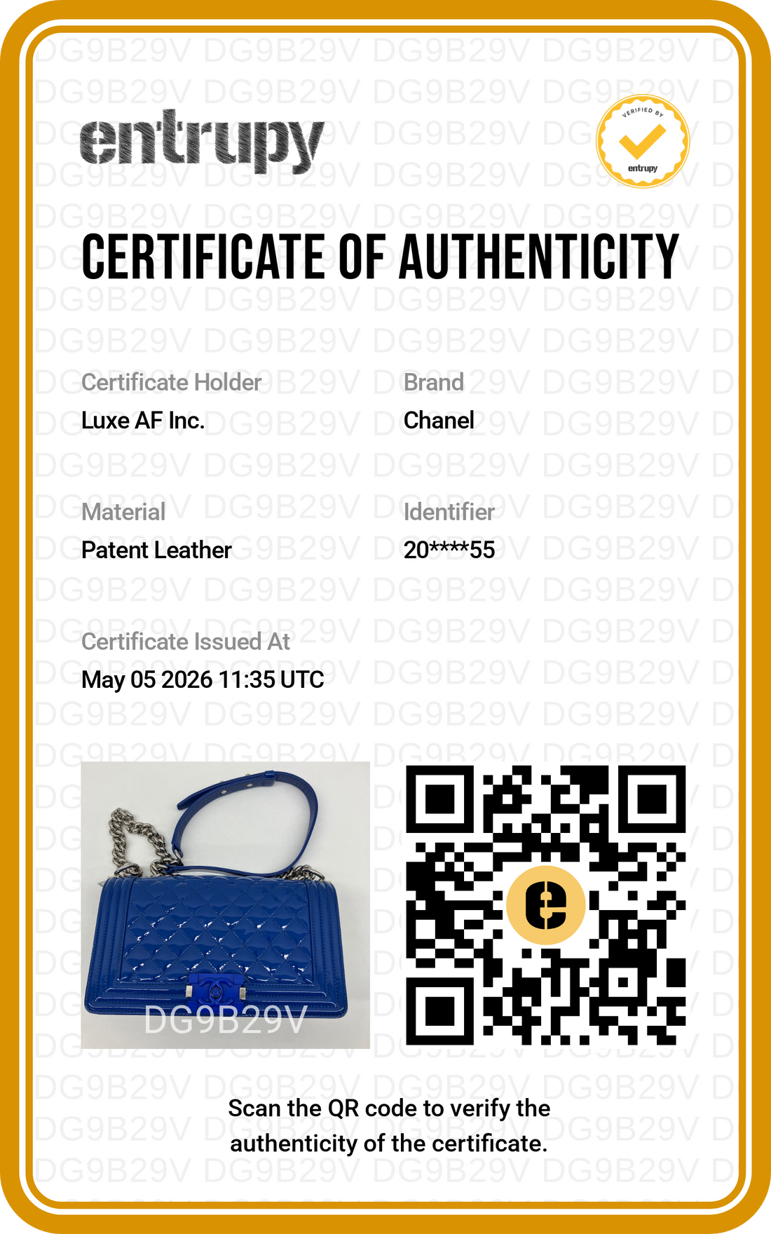 Chanel LeBoy Blue Quilted Patent Calfskin Medium Size Flap Bag(20***55) CC1852