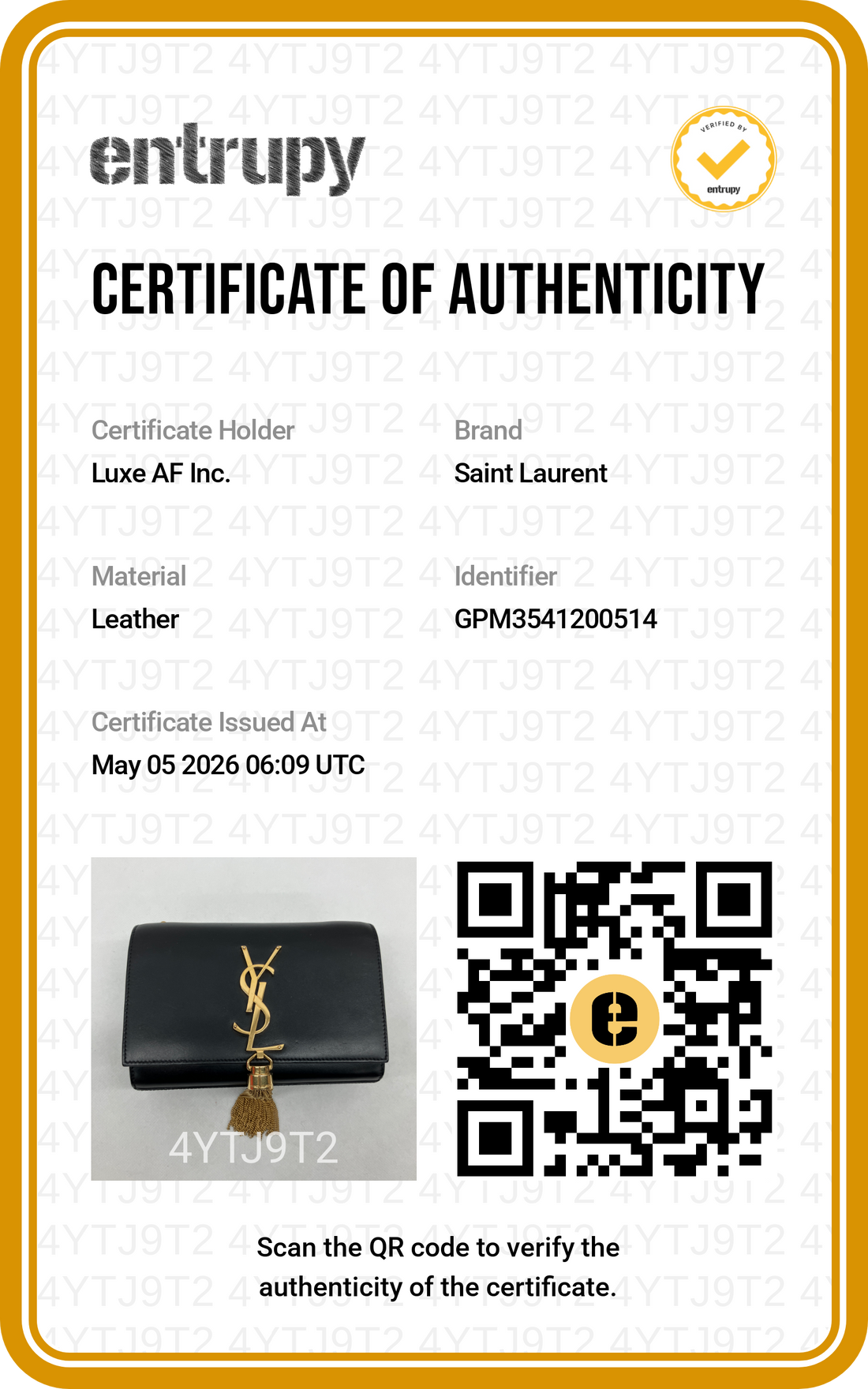 Saint Laurent Kate Black Leather Flap Bag With Gold Hardware SL195