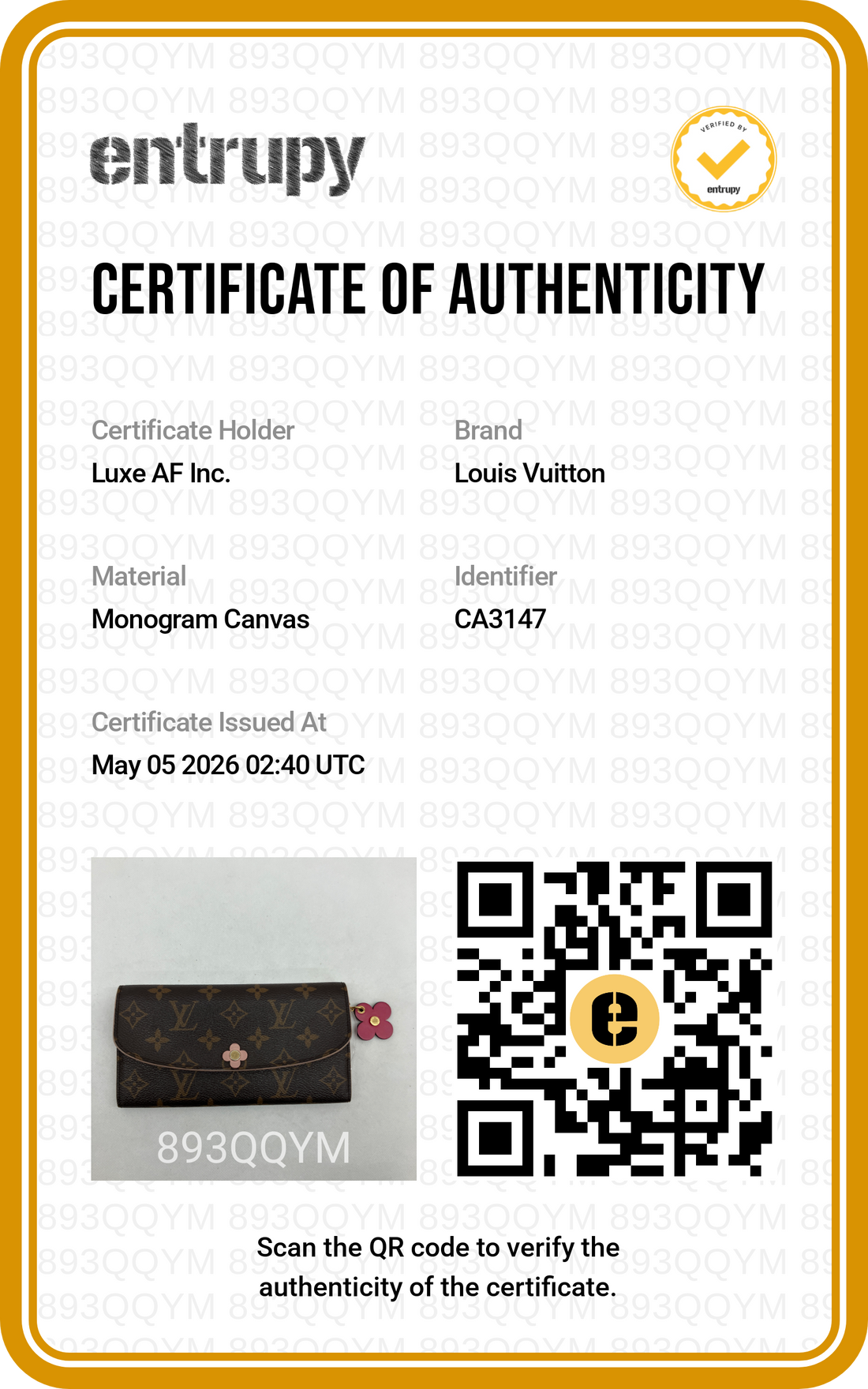 Louis Vuitton Emilie Monogram Canvas Blooming Flowers Wallet LV2538