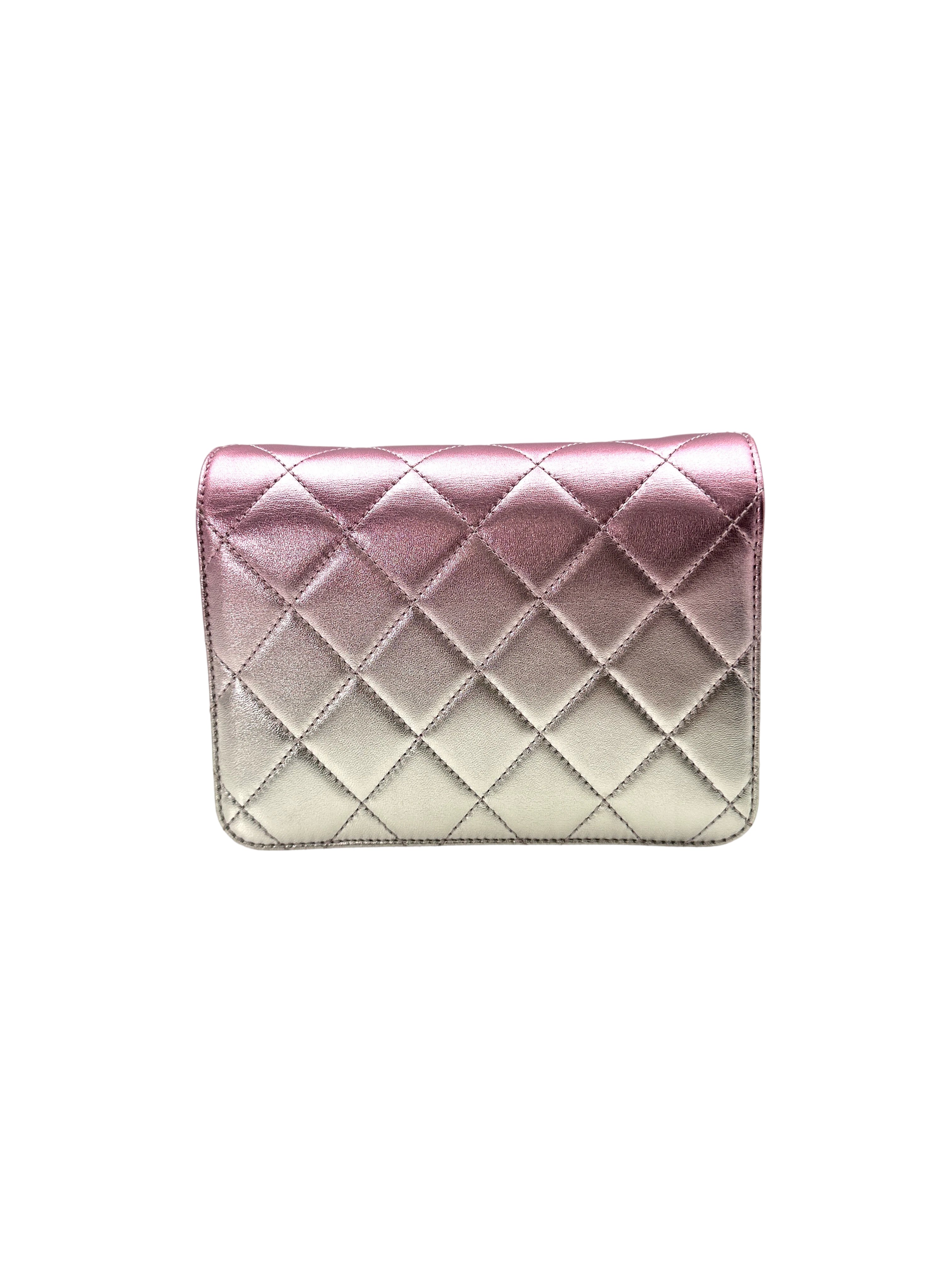 Chanel 22C Classic Flap Iridescent Pink Quilted Leather Shoulder Bag(U2***GE) IRIS197