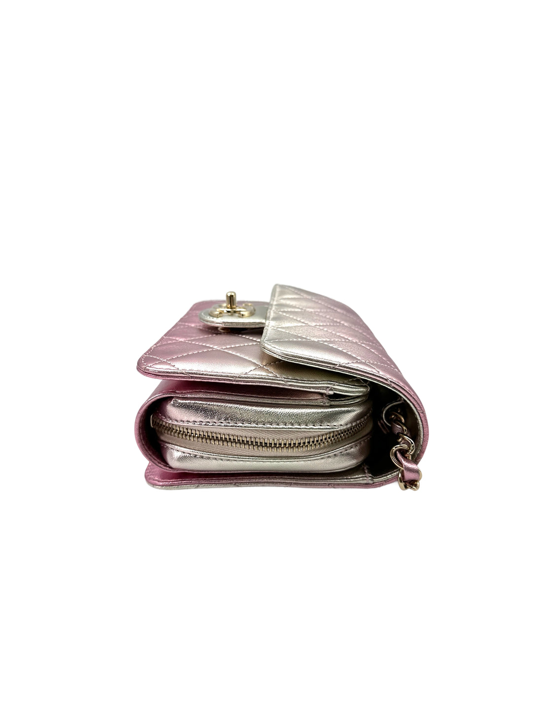 Chanel 22C Classic Flap Iridescent Pink Quilted Leather Shoulder Bag(U2***GE) IRIS197