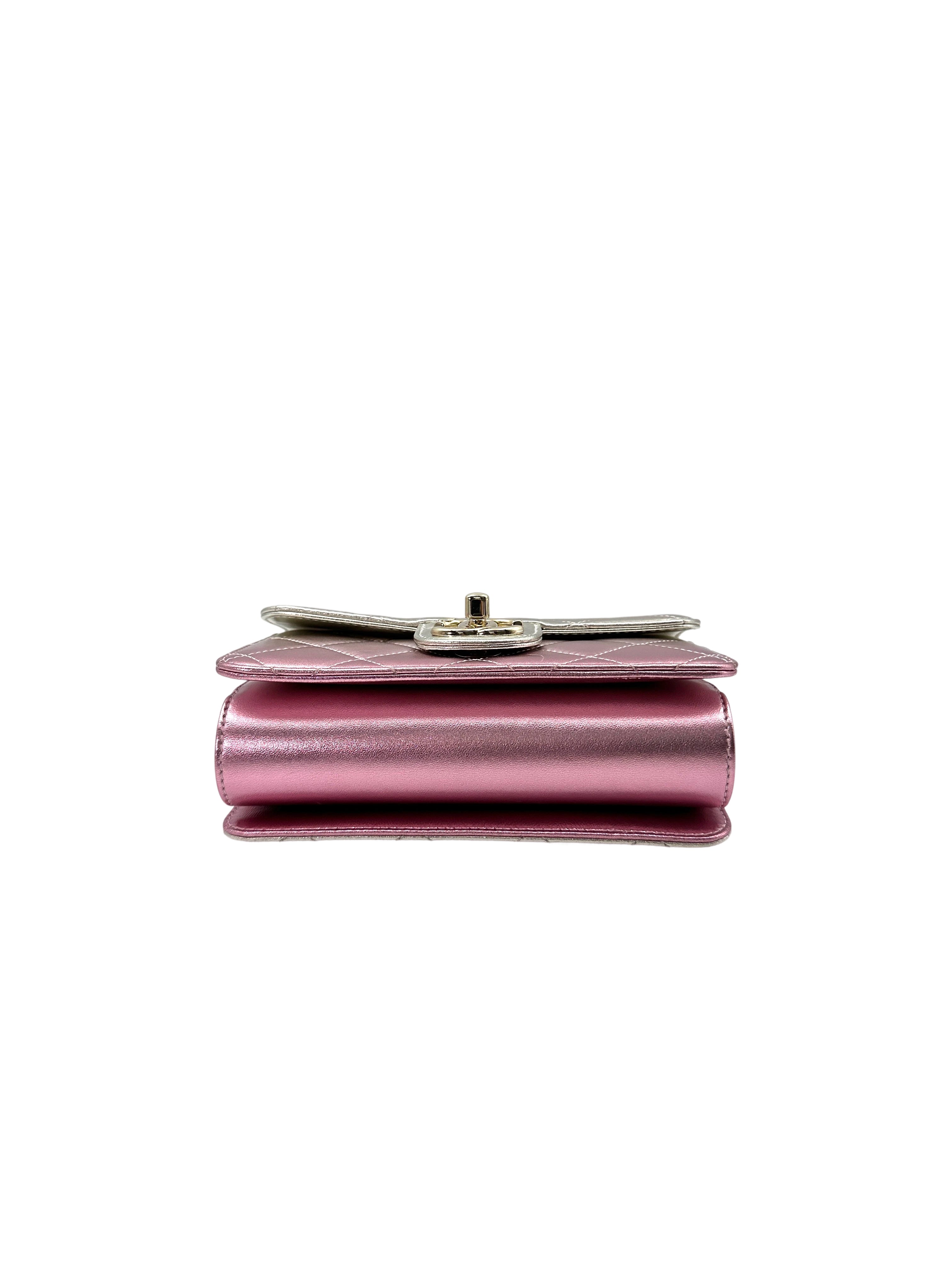 Chanel 22C Classic Flap Iridescent Pink Quilted Leather Shoulder Bag(U2***GE) IRIS197