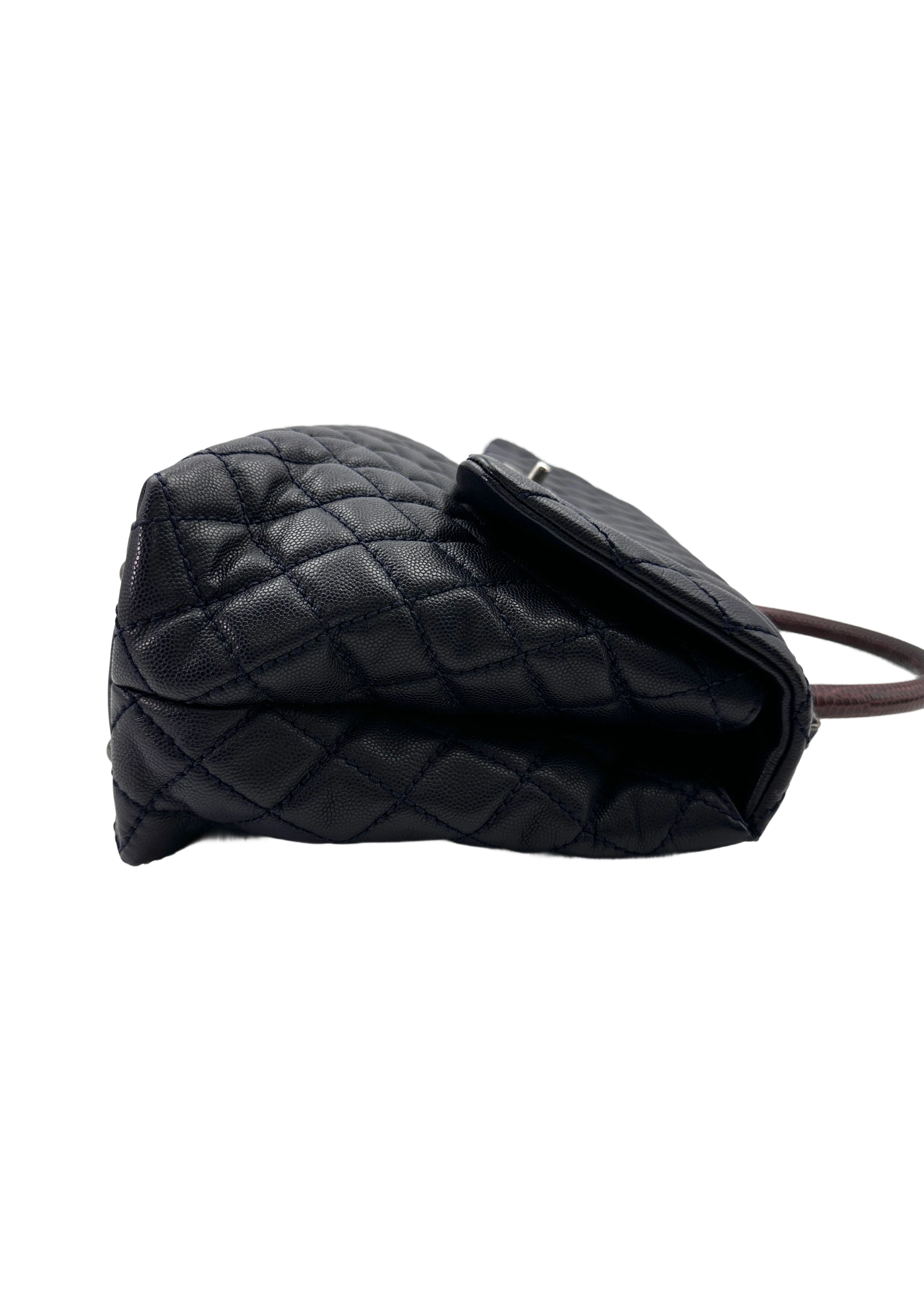 Chanel CoCo Handle Navy Quilted Calfskin Large Size Lizard Handle Shoulder Bag(21***61) IRIS199