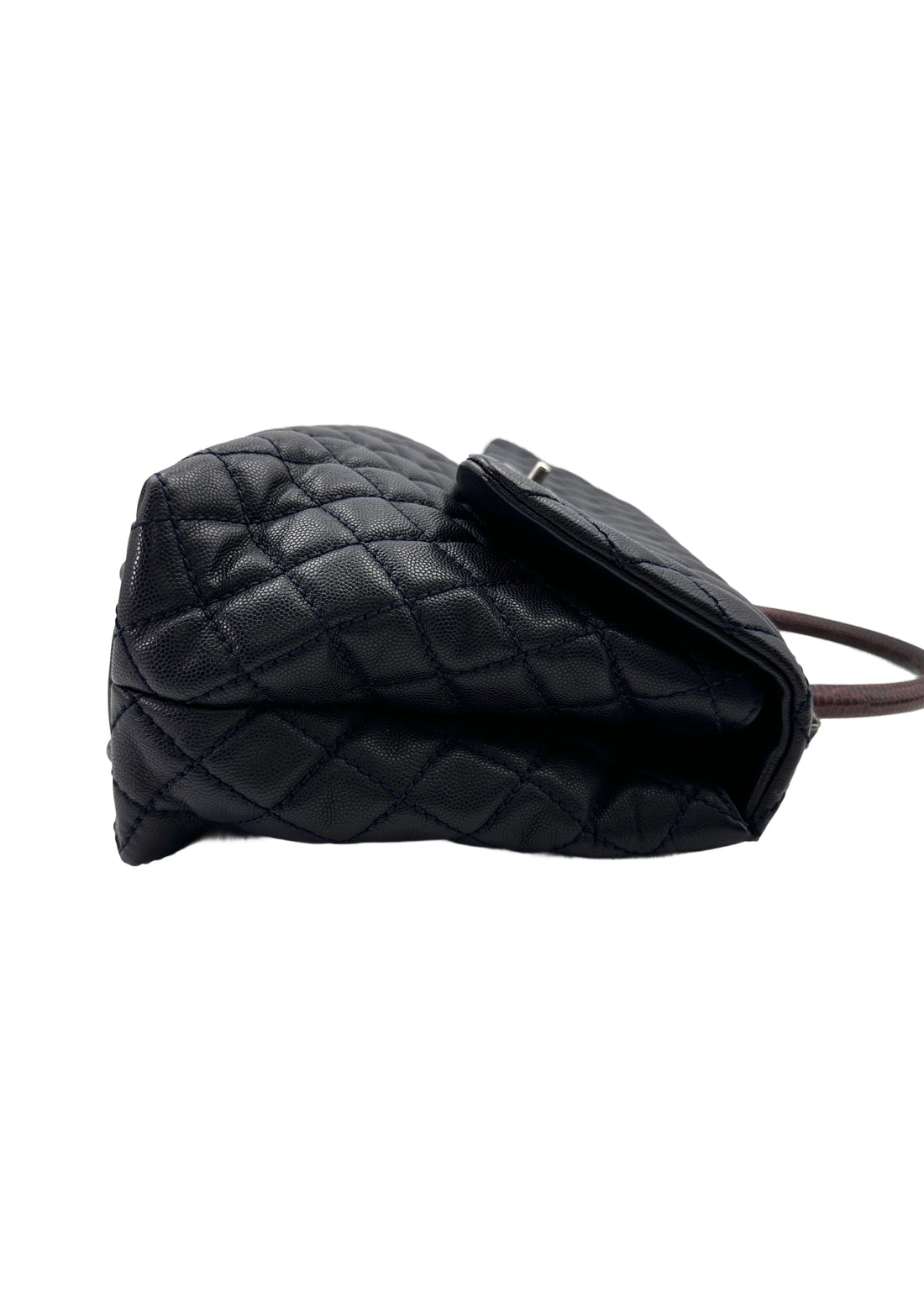 Chanel CoCo Handle Navy Quilted Calfskin Large Size Lizard Handle Shoulder Bag(21***61) IRIS199