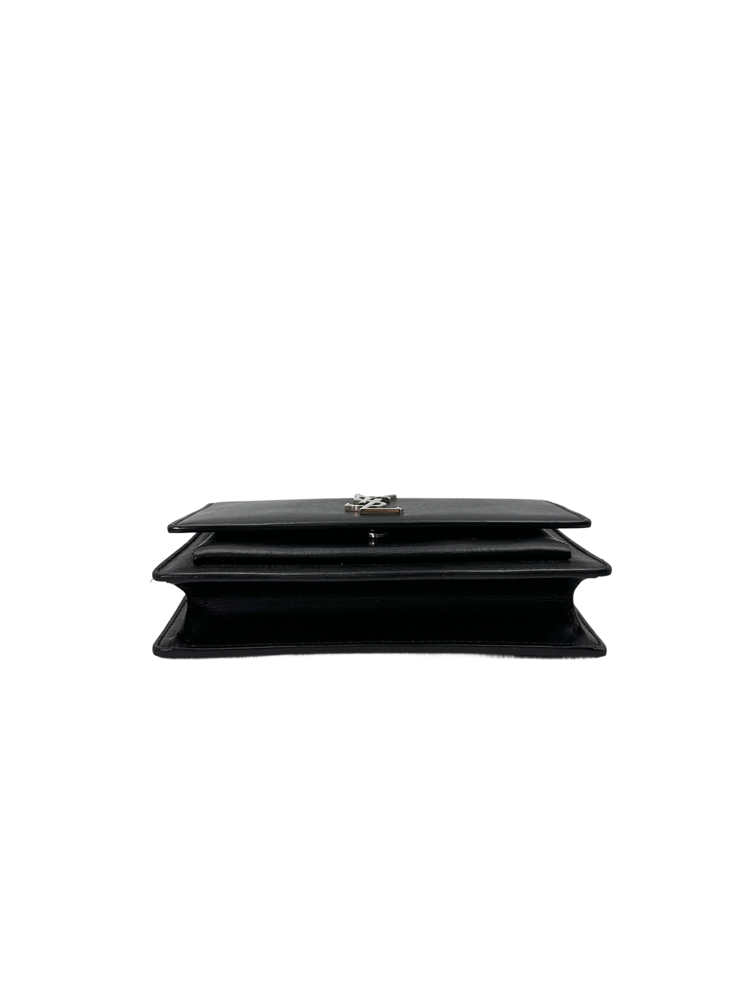 Saint Laurent Sunset Black Leather Small Size Shoulder Bag SL197