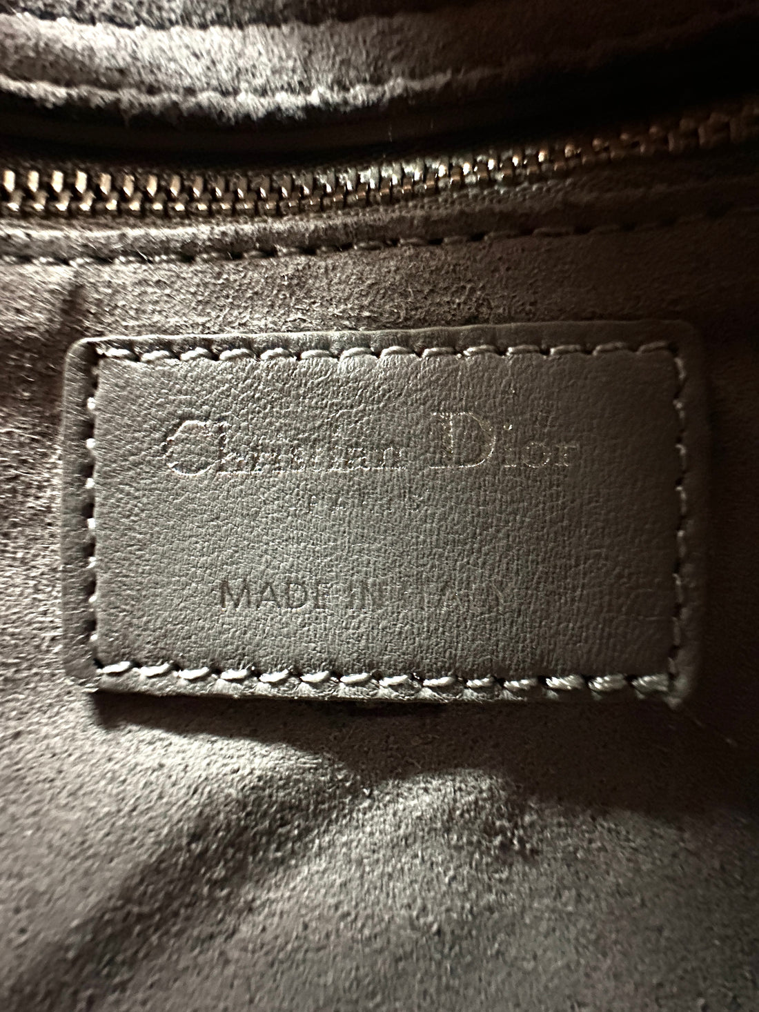 Christian Dior Lady Dior Grey Cannage Leather Handle Bag With Silver Charms DR704