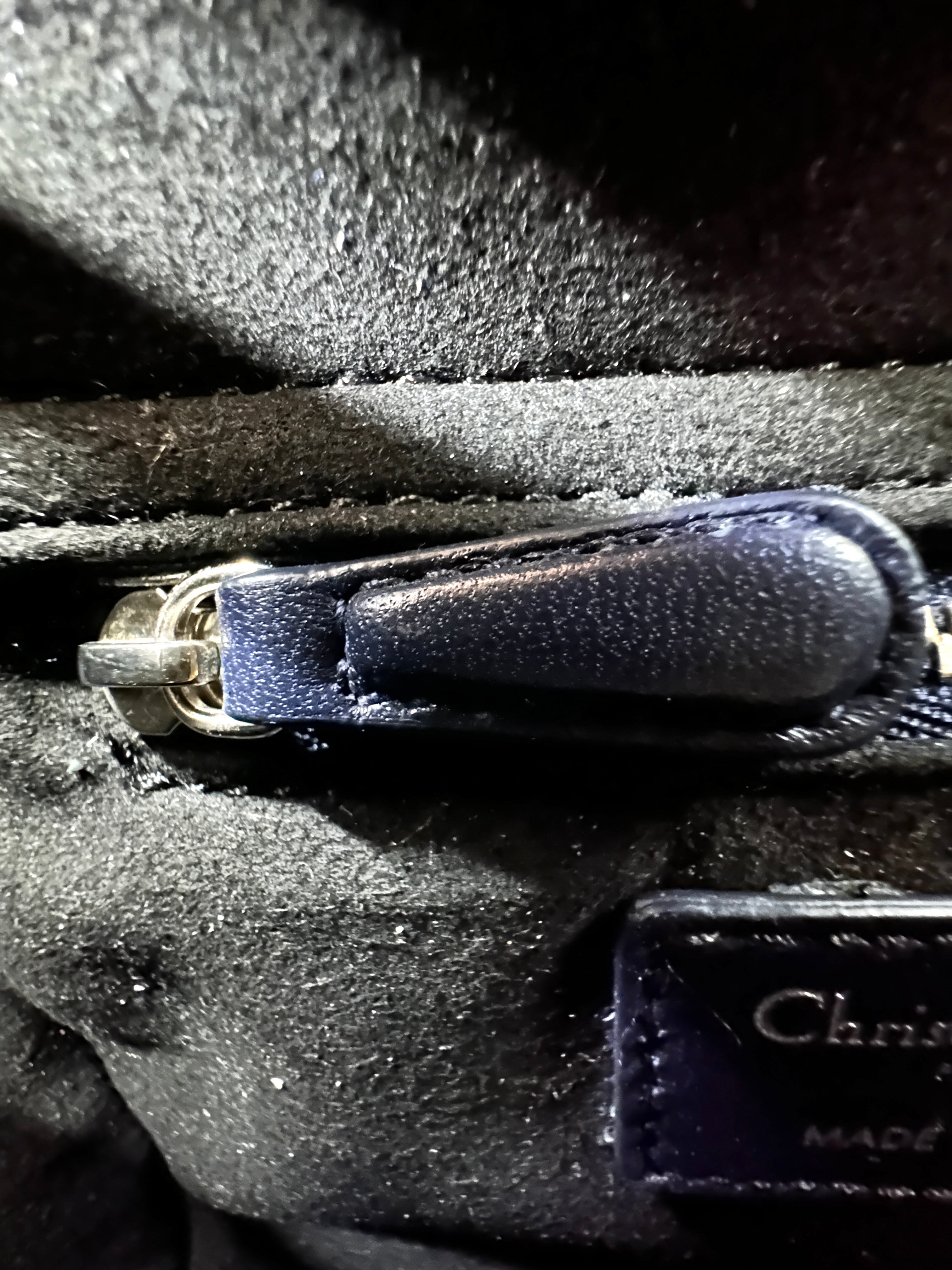 Christian Dior Lady Dior Black Cannage Leather Handle Bag With Silver Charms DR703