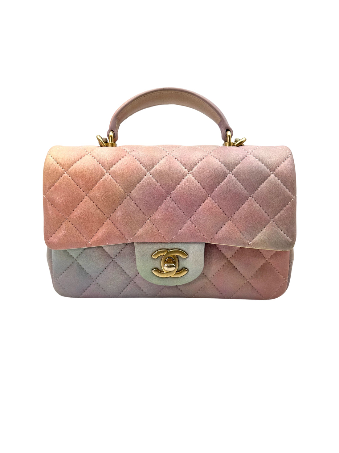 Chanel 22P Classic Flap Pink Ombre Quilted Leather Top Handle Flap Bag(HP***T3) CC1855
