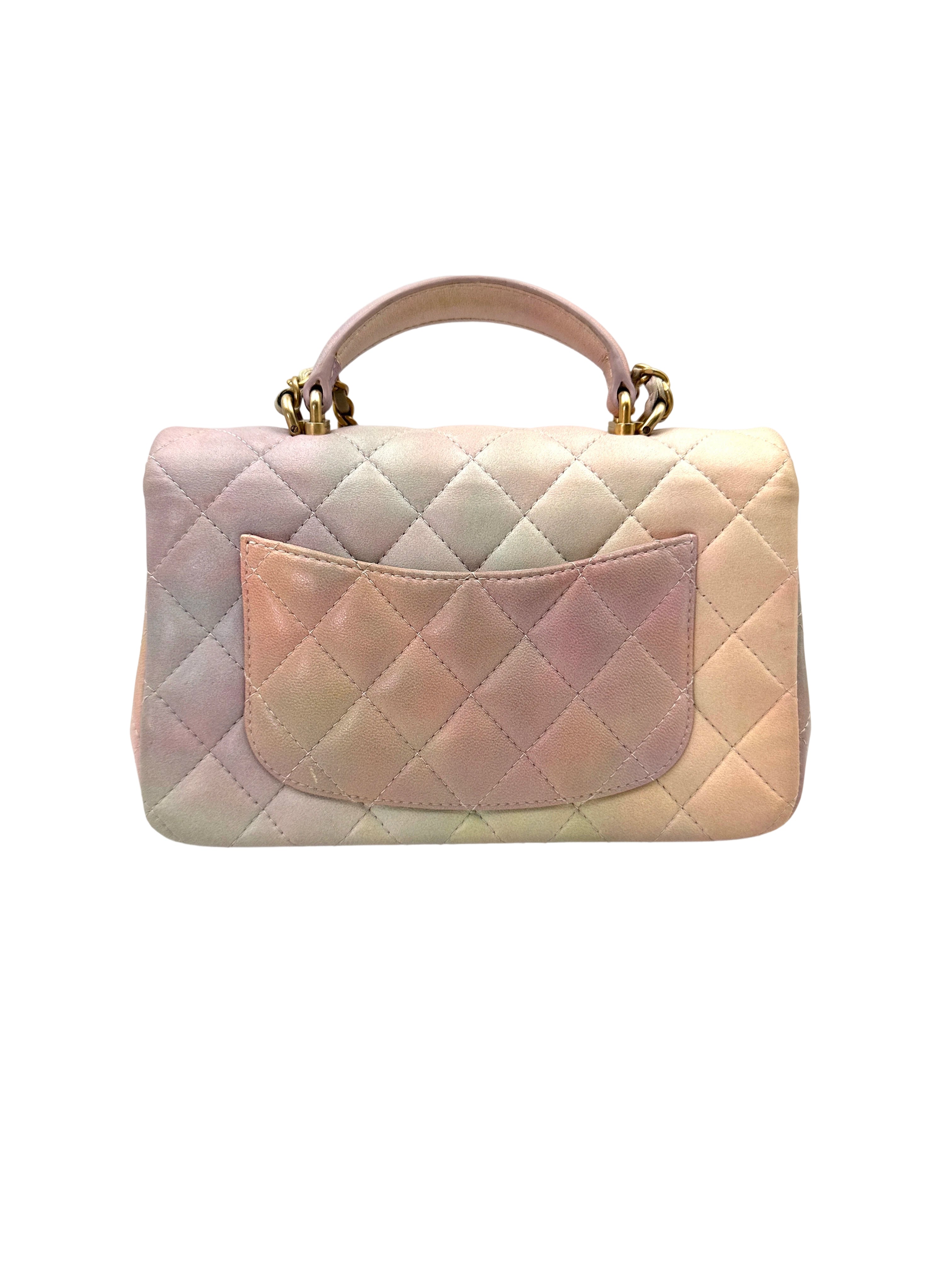 Chanel 22P Classic Flap Pink Ombre Quilted Leather Top Handle Flap Bag(HP***T3) CC1855