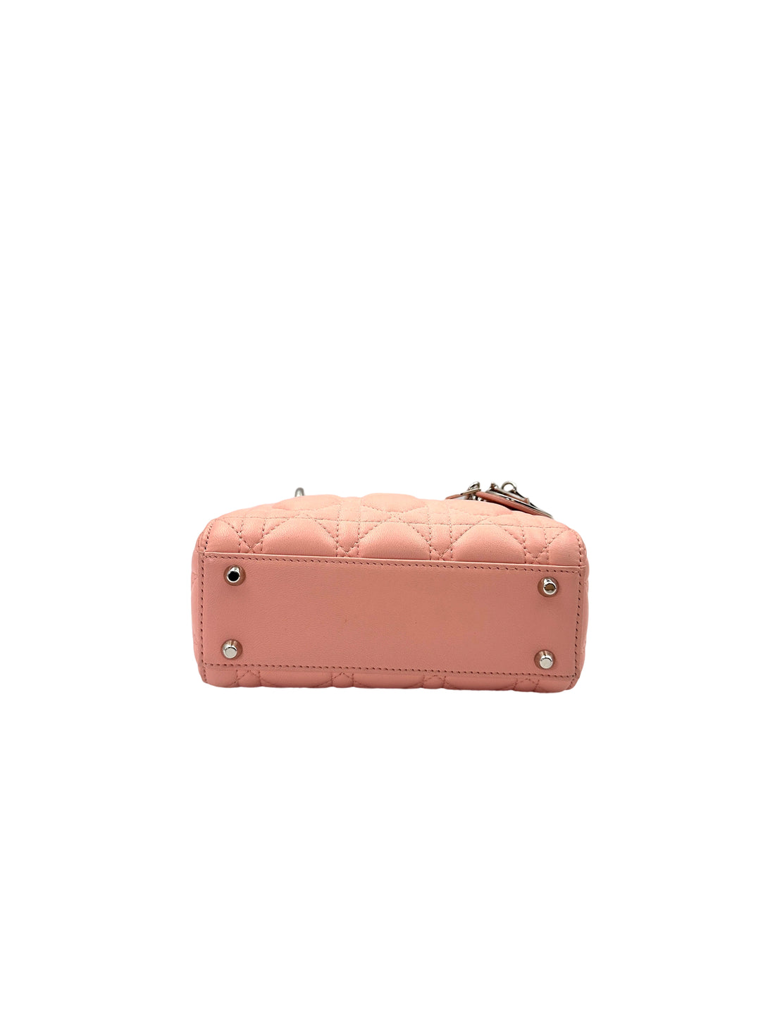 Christian Dior Lady Dior Pink Cannage Lambskin Handle Bag With Silver Charms DR706