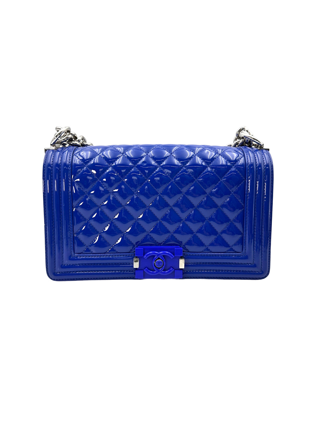 Chanel LeBoy Blue Quilted Patent Calfskin Medium Size Flap Bag(20***55) CC1852