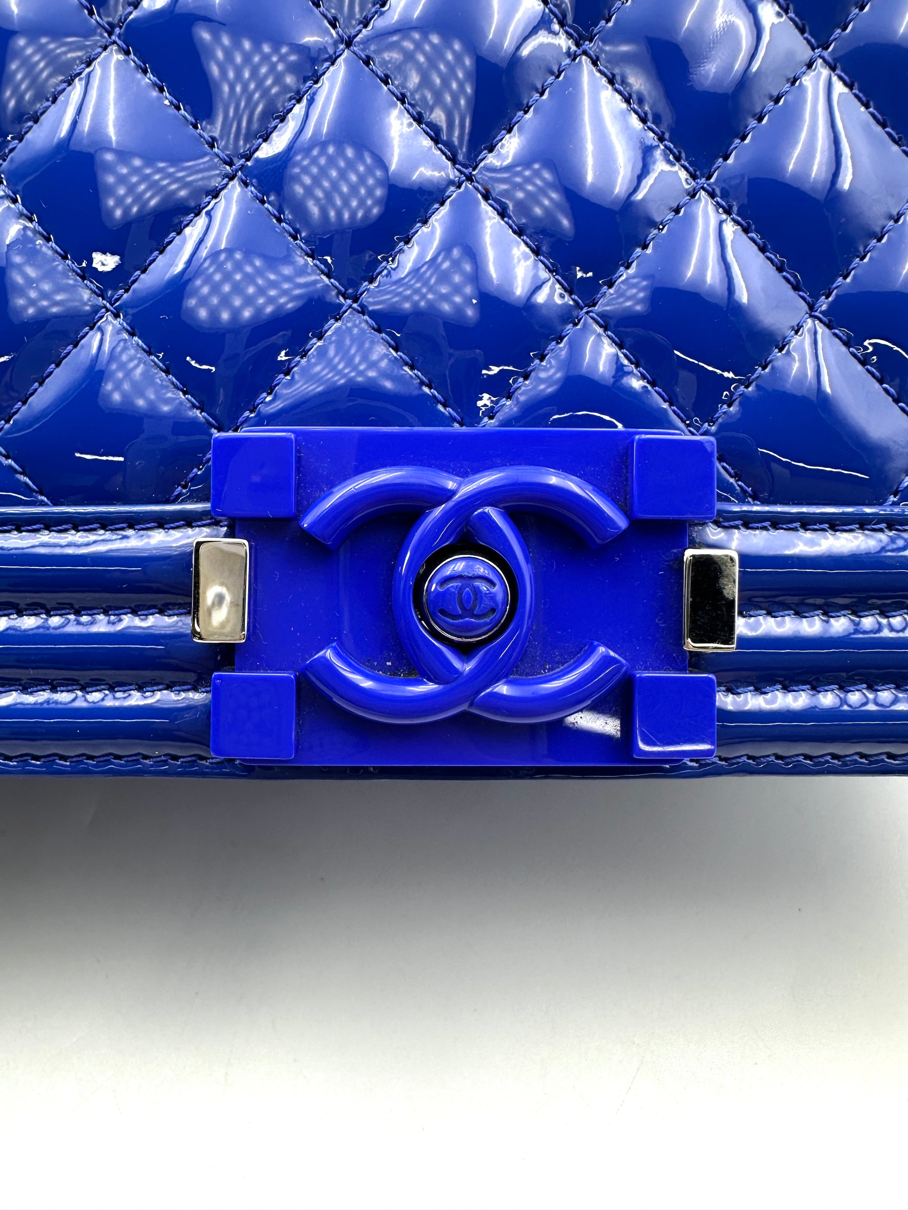 Chanel LeBoy Blue Quilted Patent Calfskin Medium Size Flap Bag(20***55) CC1852