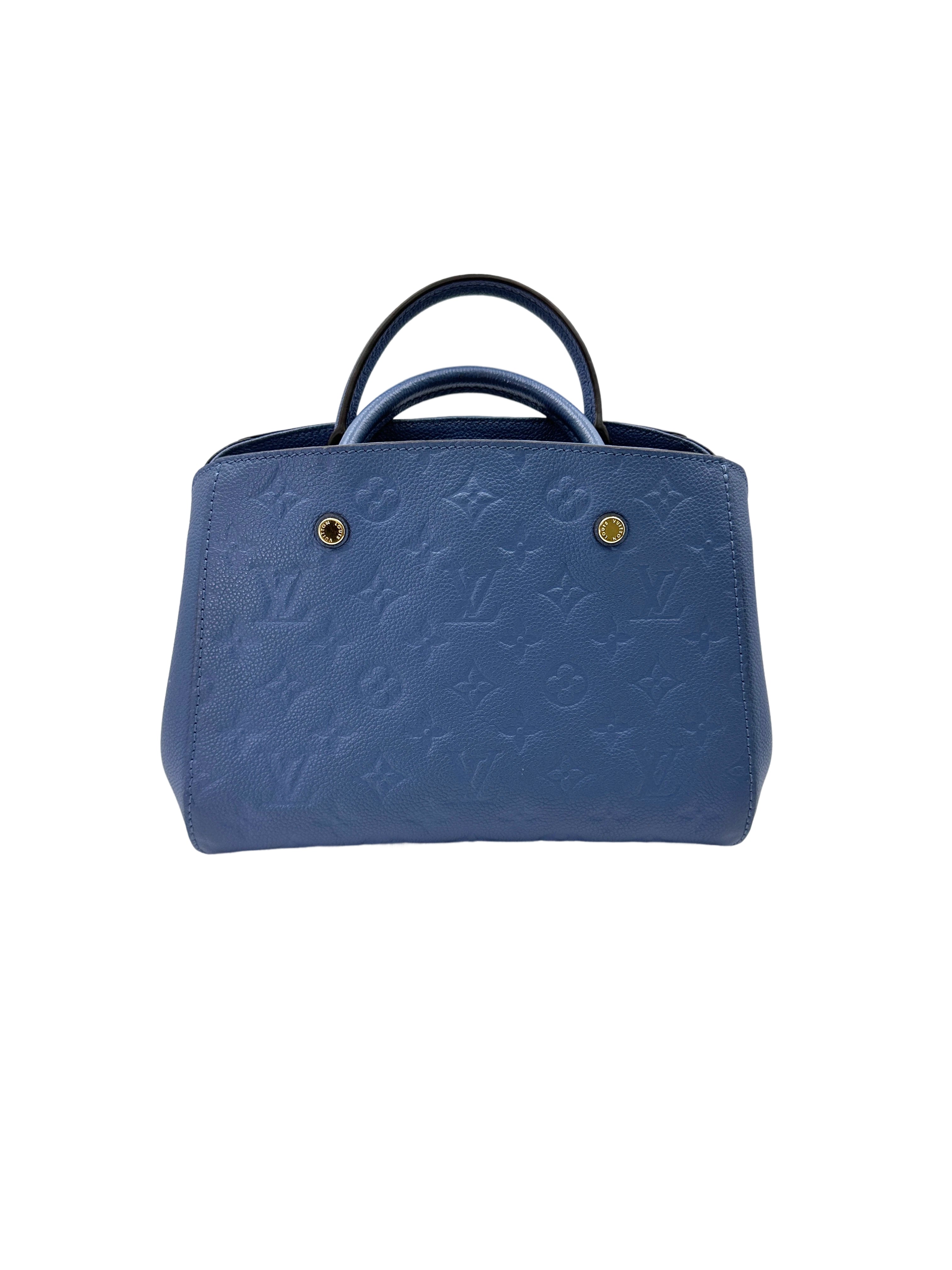 Louis Vuitton Montaigne Blue Monogram Empreinte Leather Handle Bag LV2542