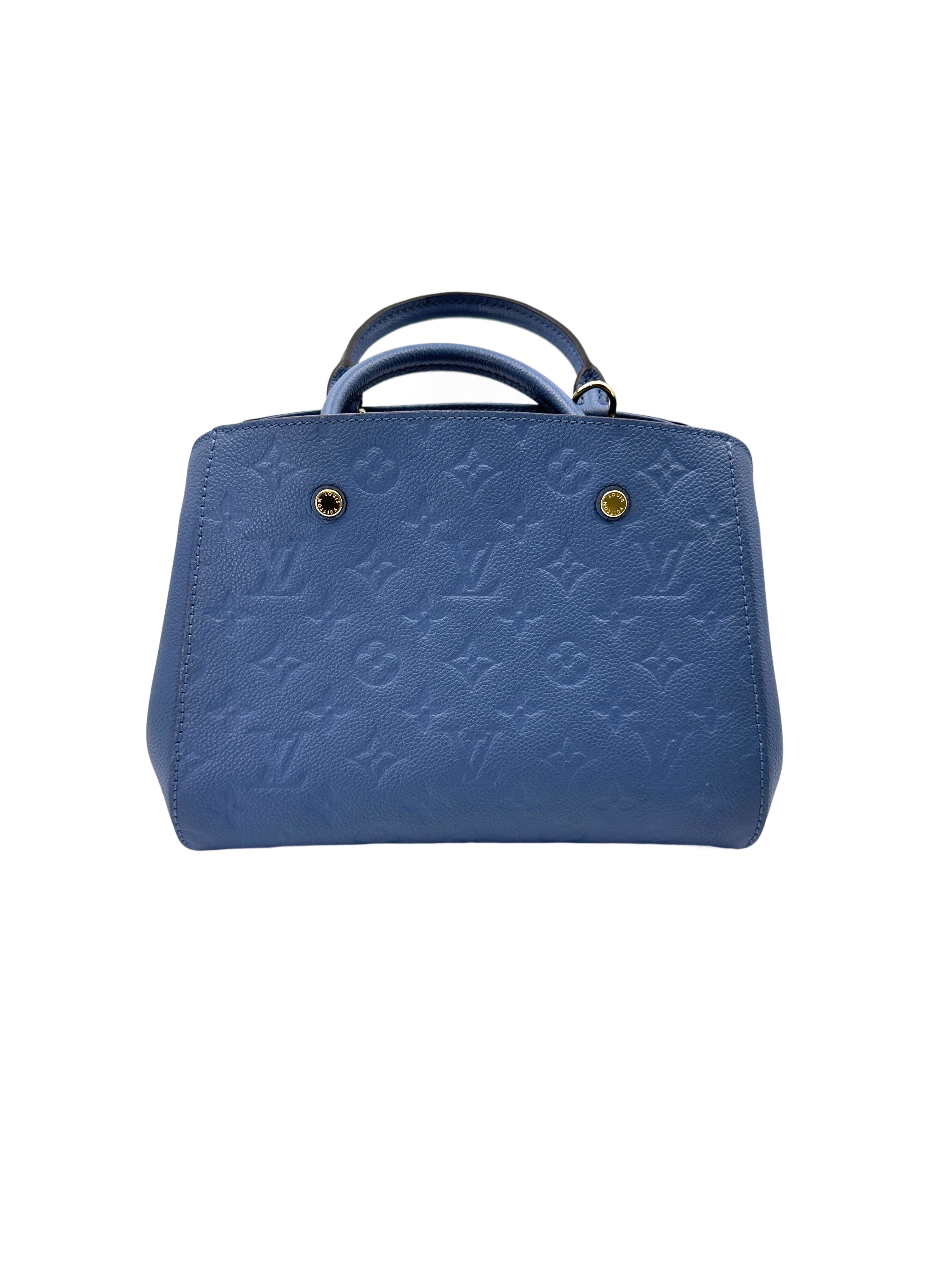 Louis Vuitton Montaigne Blue Monogram Empreinte Leather Handle Bag LV2542
