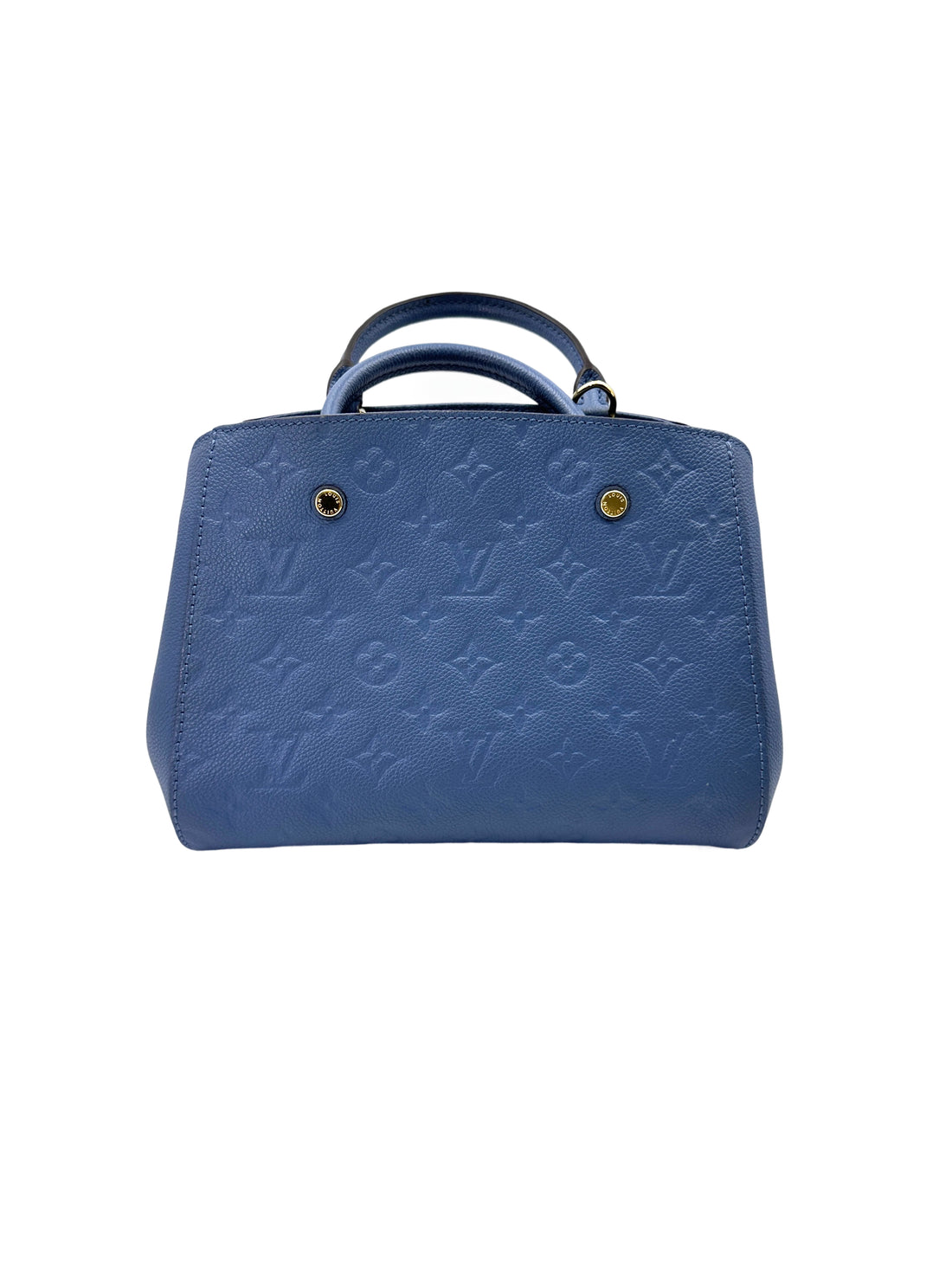 Louis Vuitton Montaigne Blue Monogram Empreinte Leather Handle Bag LV2542