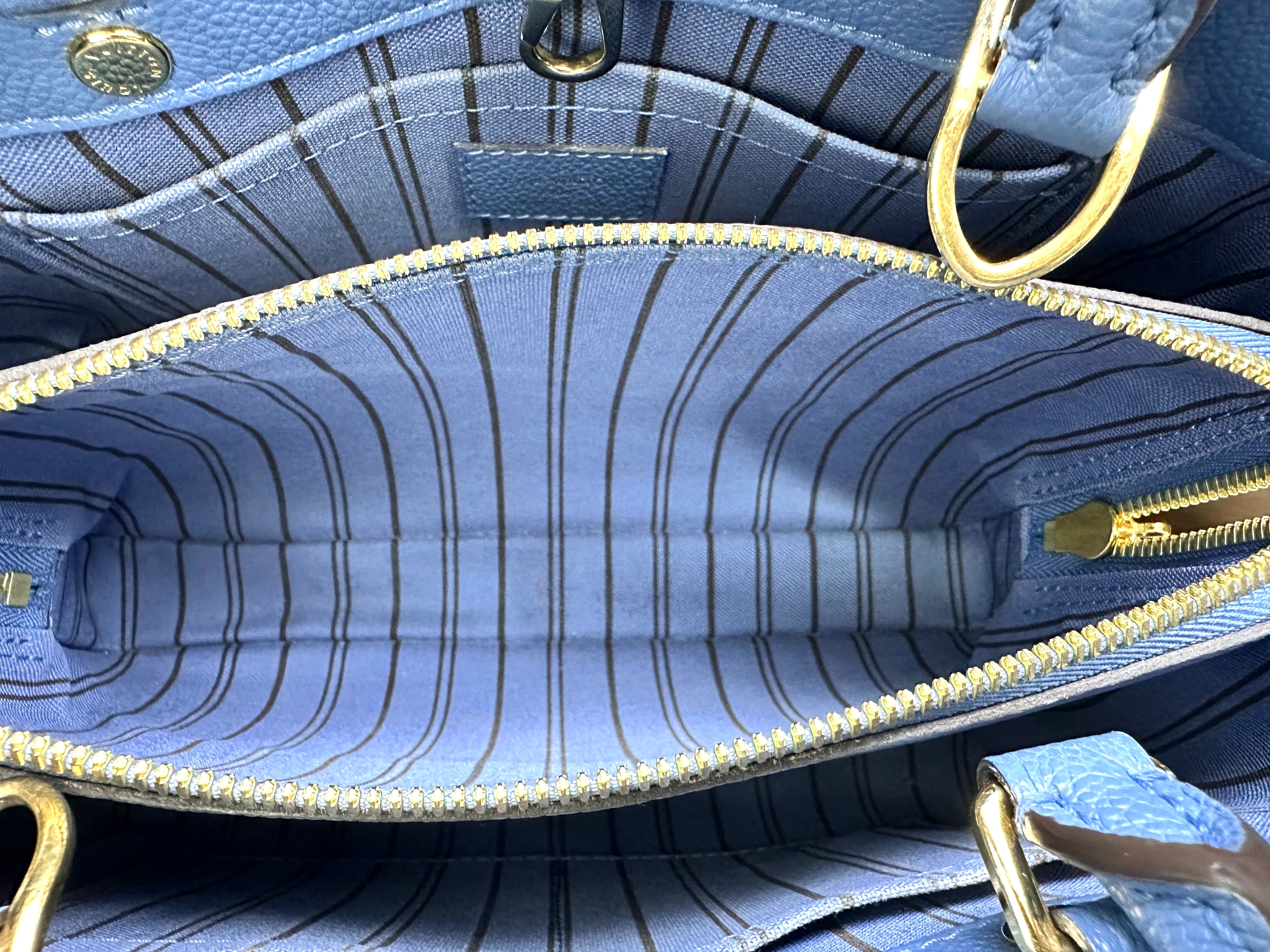 Louis Vuitton Montaigne Blue Monogram Empreinte Leather Handle Bag LV2542
