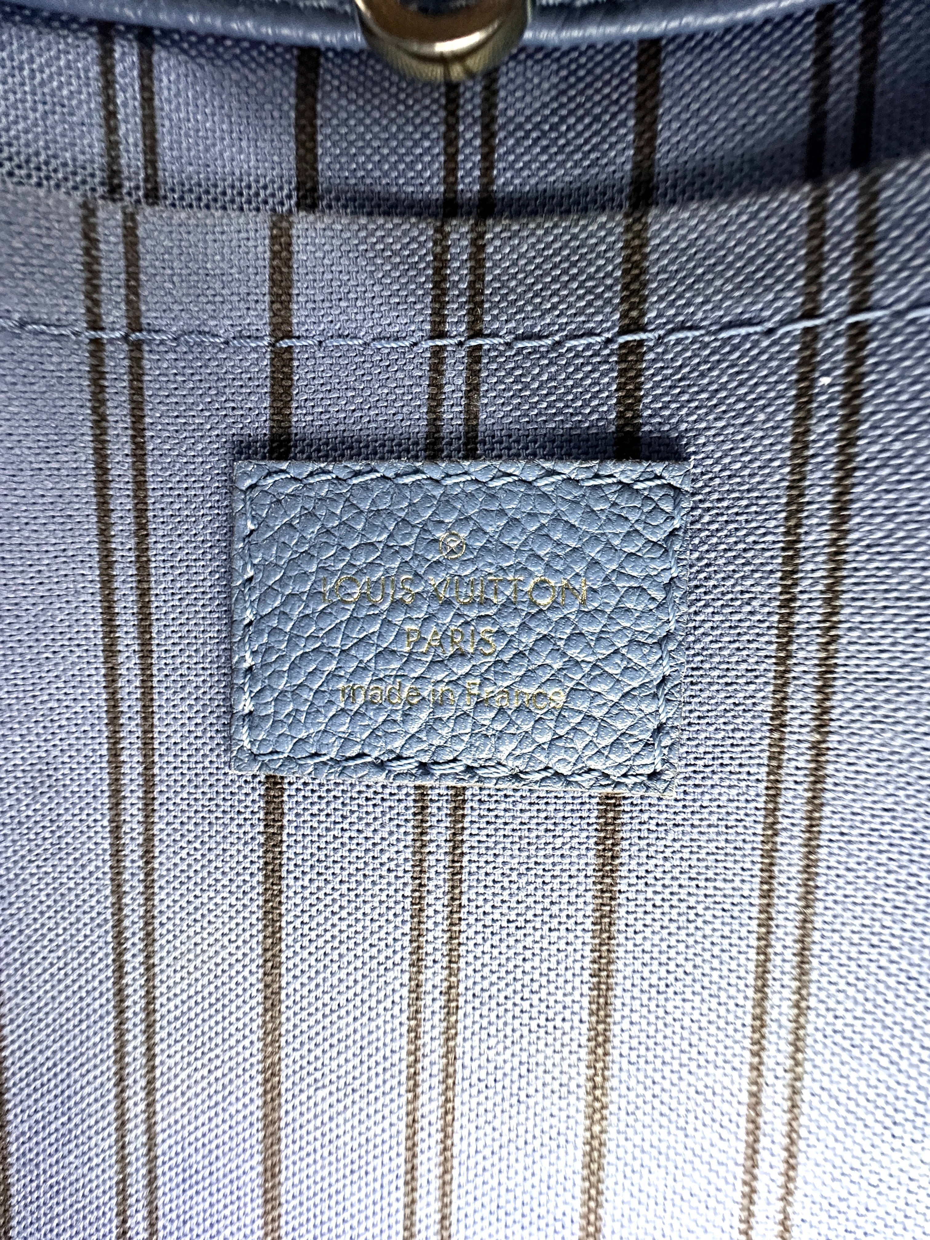 Louis Vuitton Montaigne Blue Monogram Empreinte Leather Handle Bag LV2542