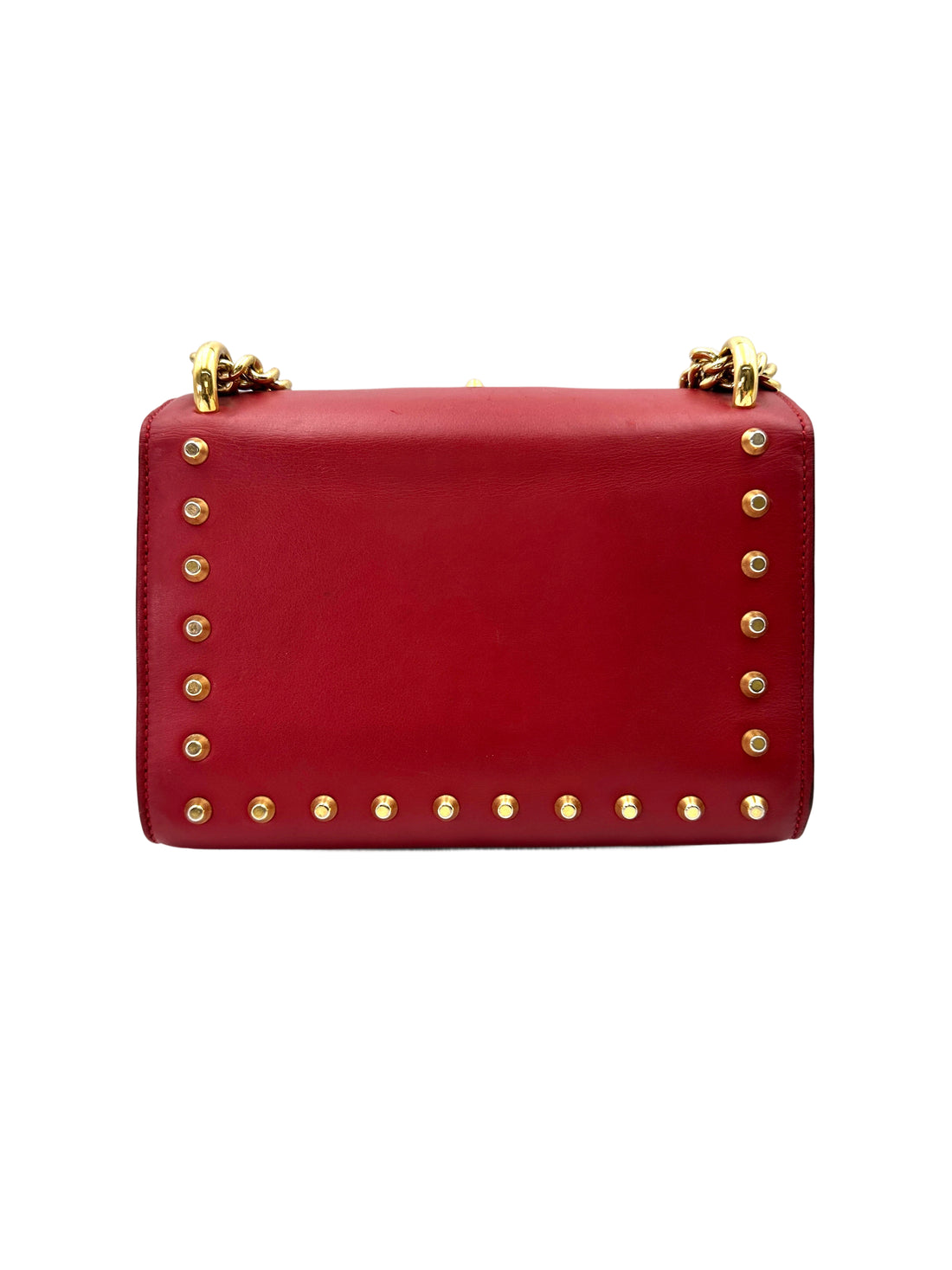 Gucci Padlock Red Pearl Studded Leather Chain Bag With Gold Hardware GG894