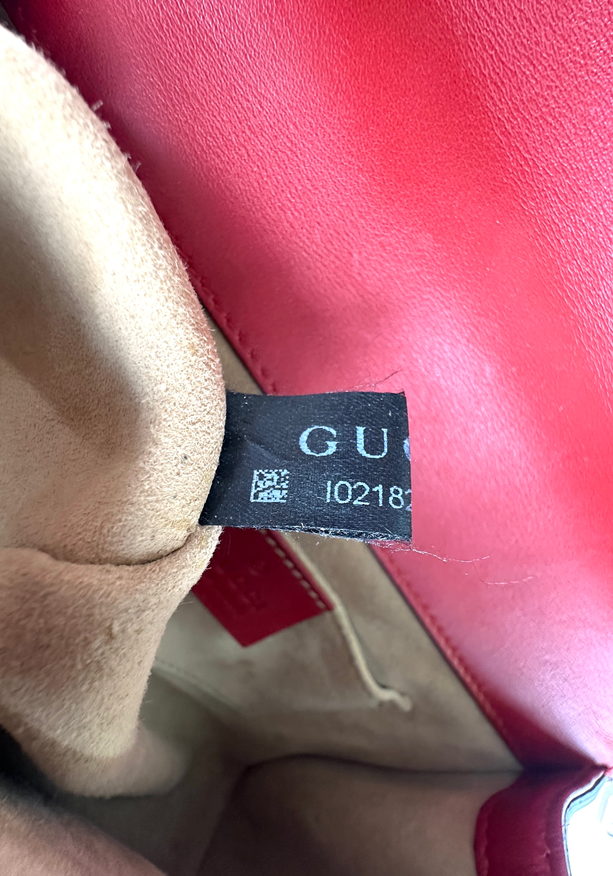 Gucci Padlock Red Pearl Studded Leather Chain Bag With Gold Hardware GG894