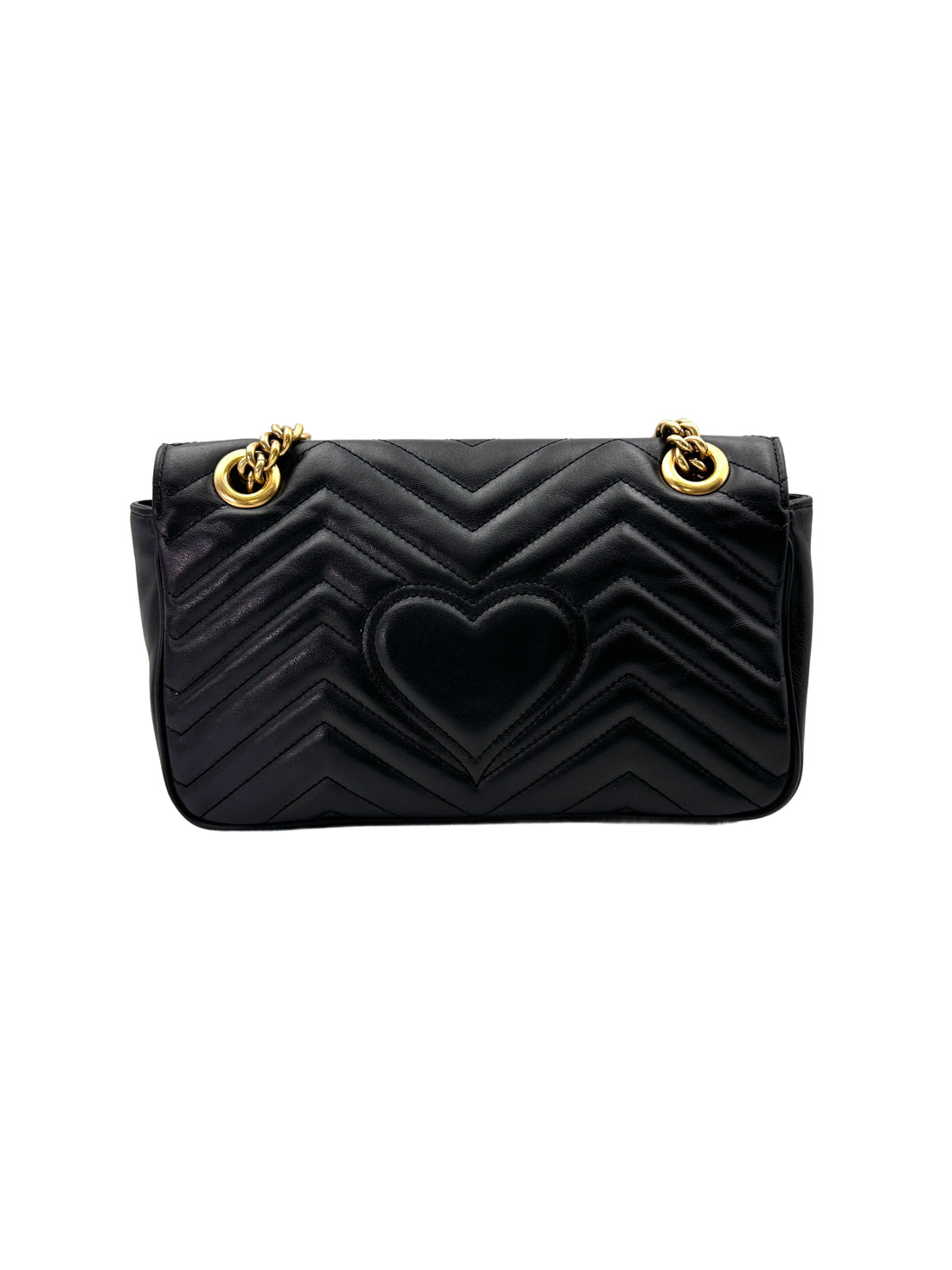 Gucci GG Marmont Black Chevron Quilted Leather Chain Shoulder Bag GG895